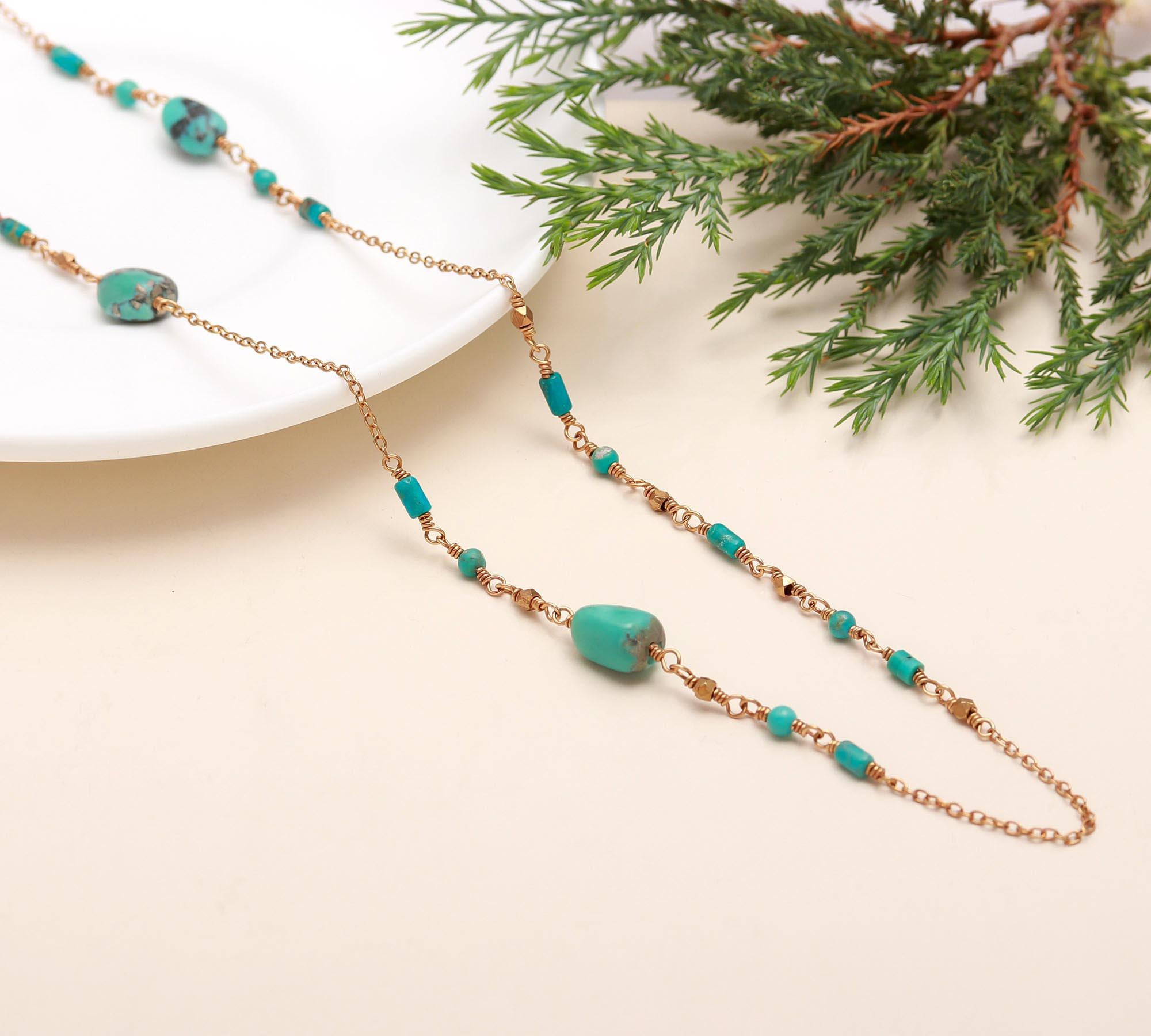 925 Silver Turquoise Long Chain Necklace
