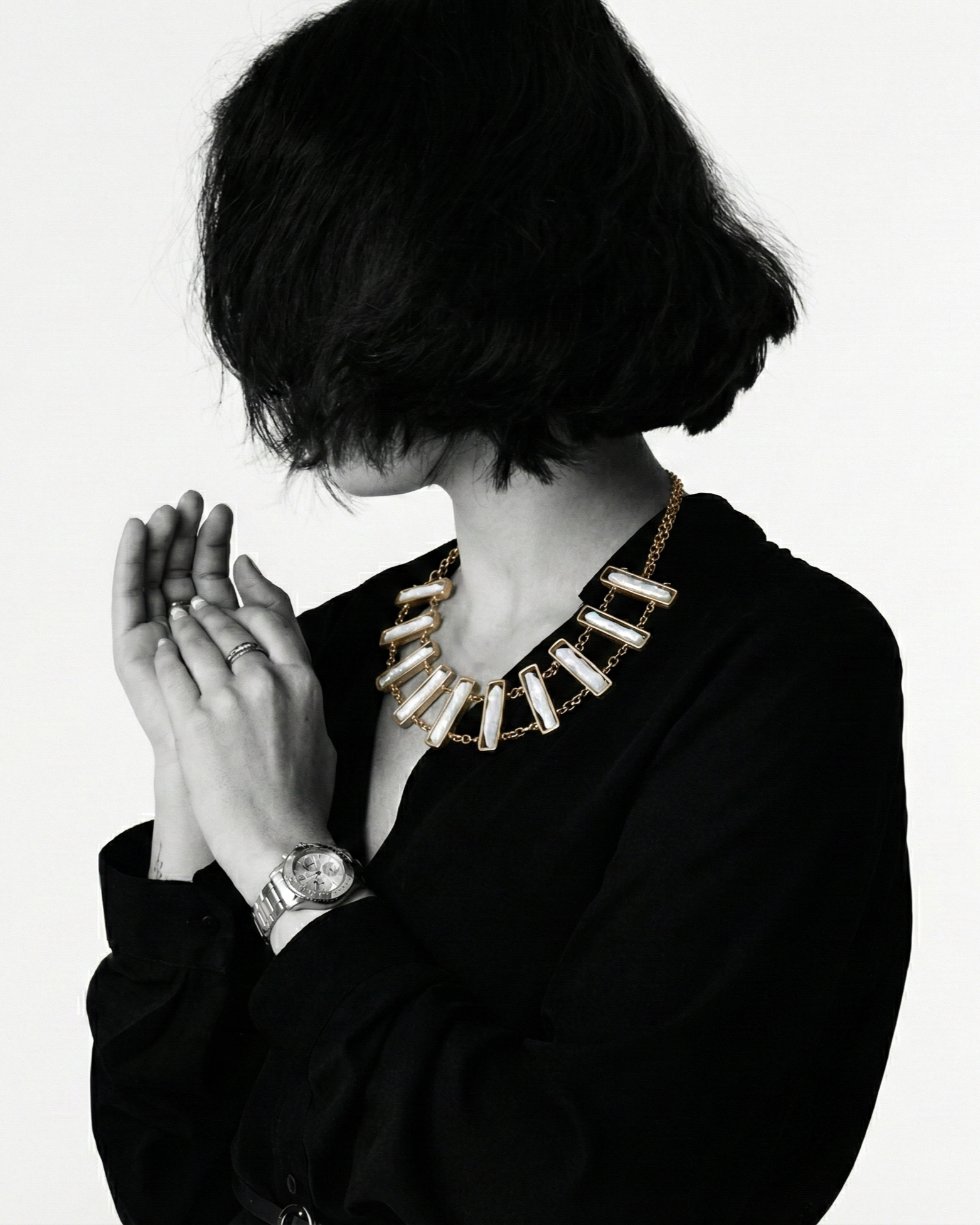 925 Silver Baroque Pearl Bar Link Necklace