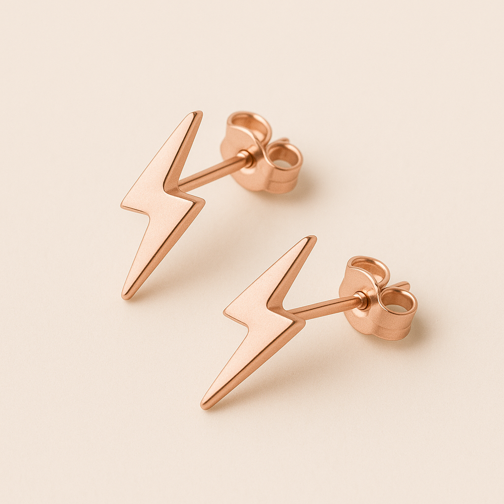 925 Sterling Silver Lightning Bolt Stud Earring With Push Backs