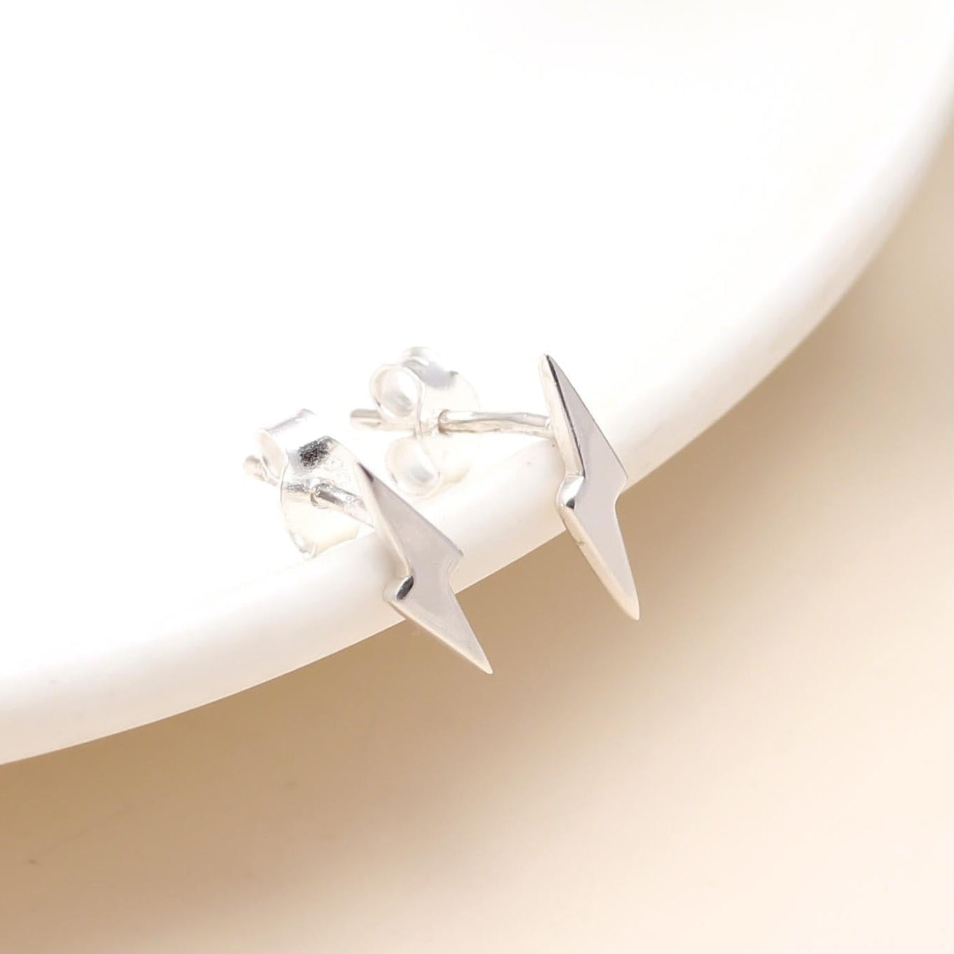 925 Sterling Silver Lightning Bolt Stud Earring