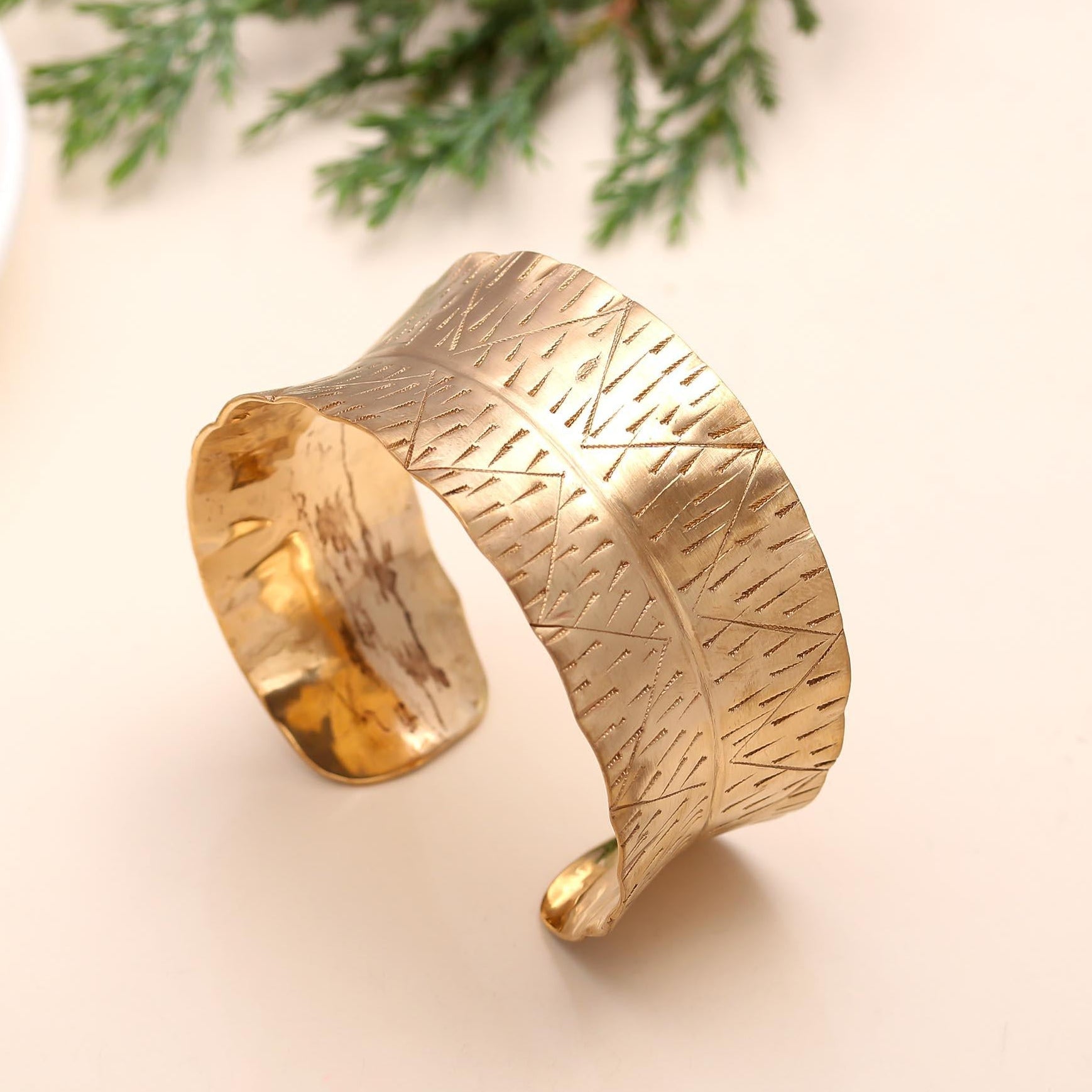 The Artisan Shield: Textured Gold Cuff