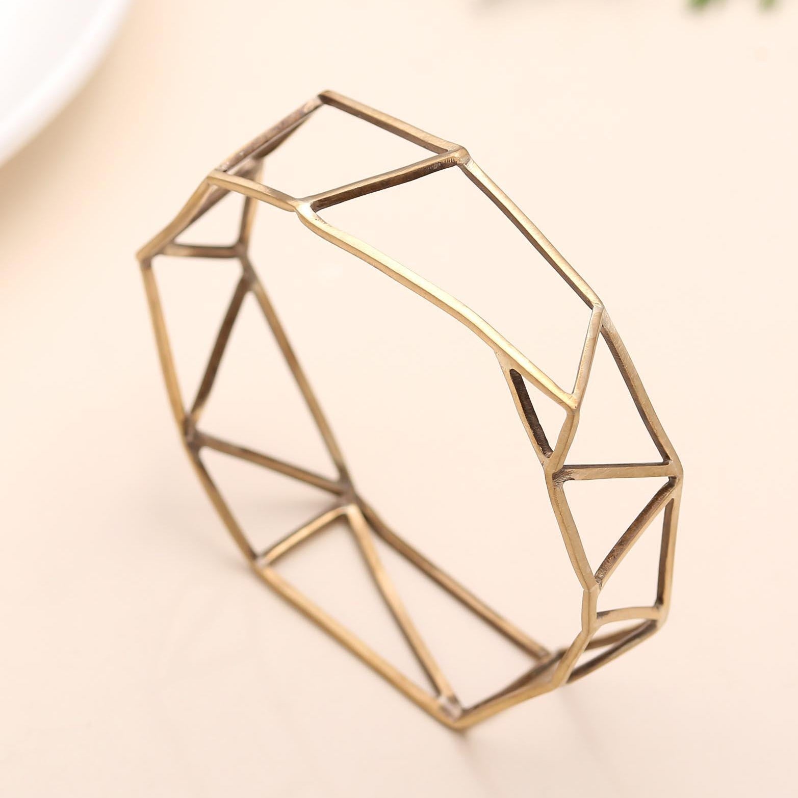 The Structural Octagon: Geometric Gold Bangle
