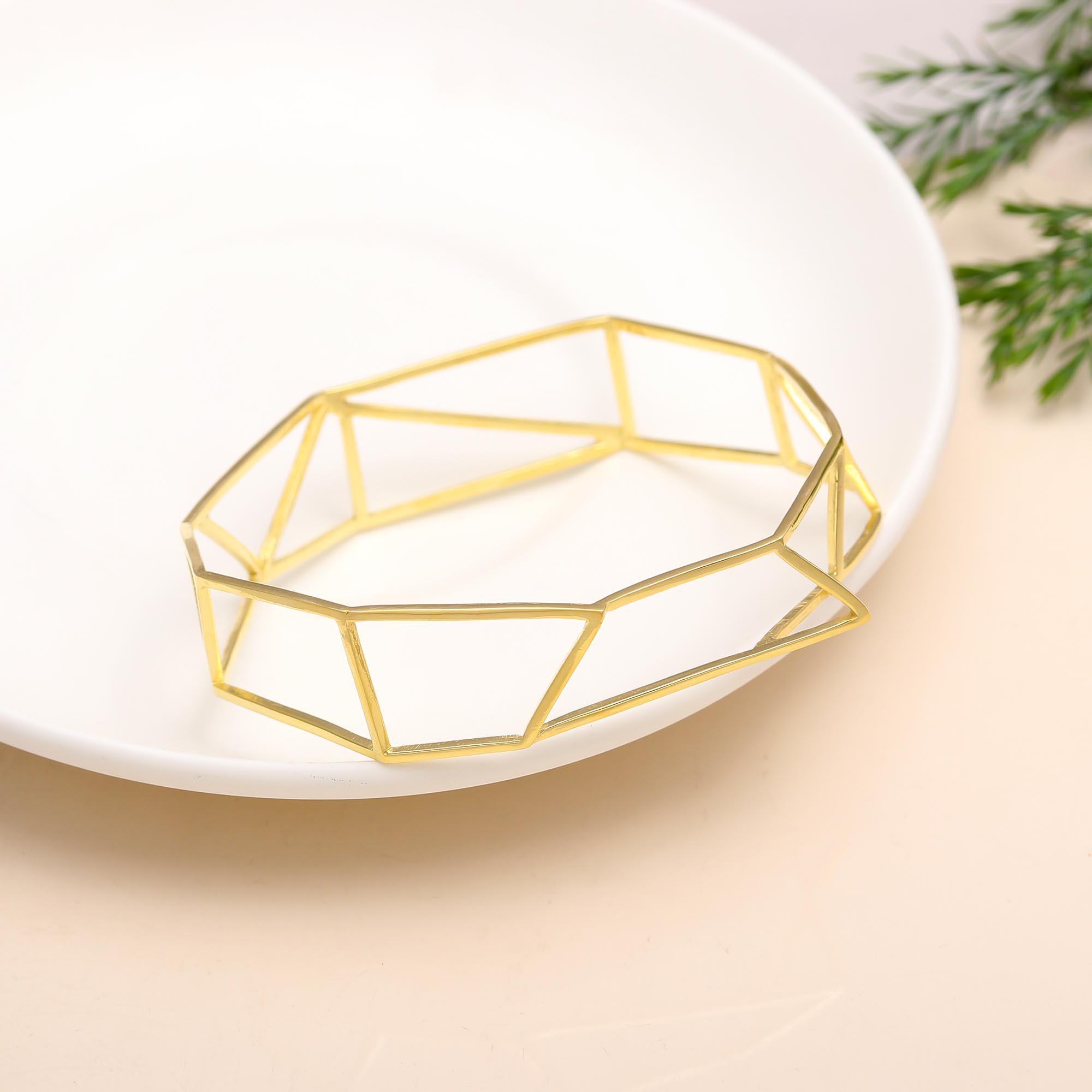 925 Silver Geometric Open Frame Bangle