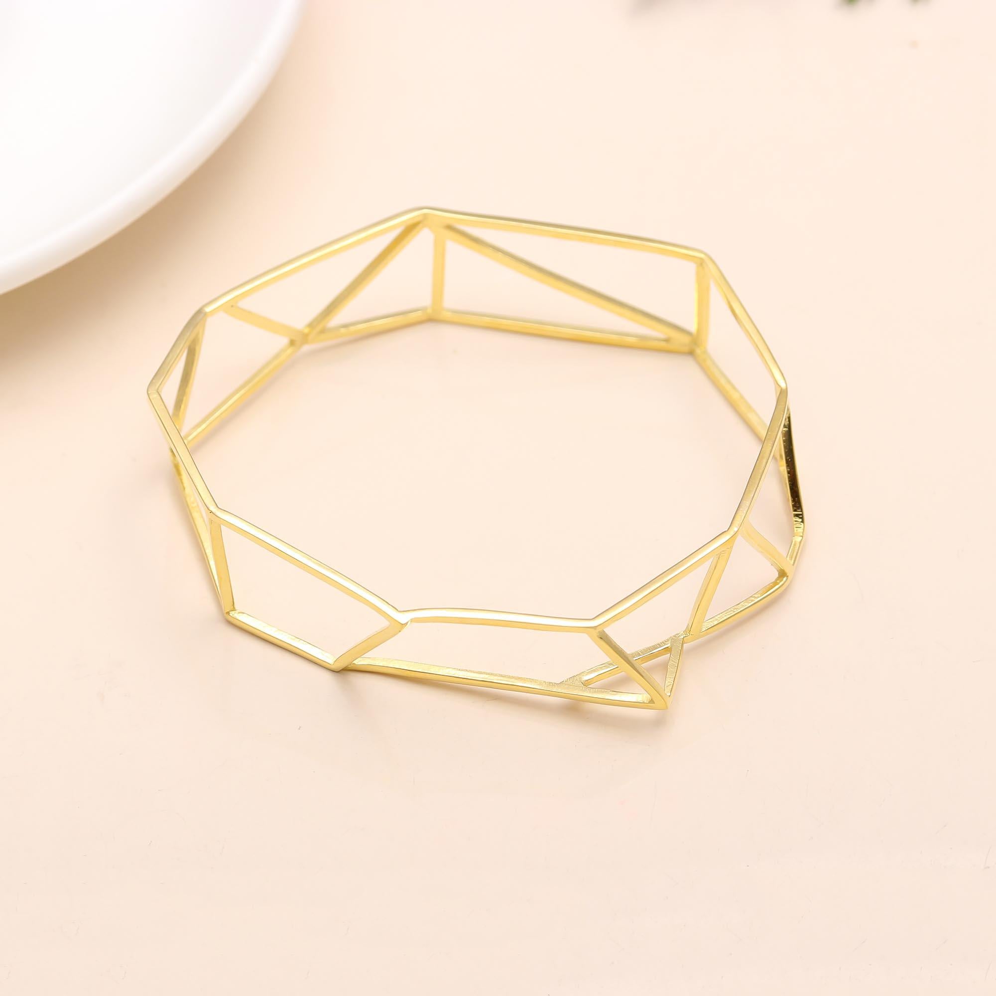 925 Silver Geometric Open Frame Bangle