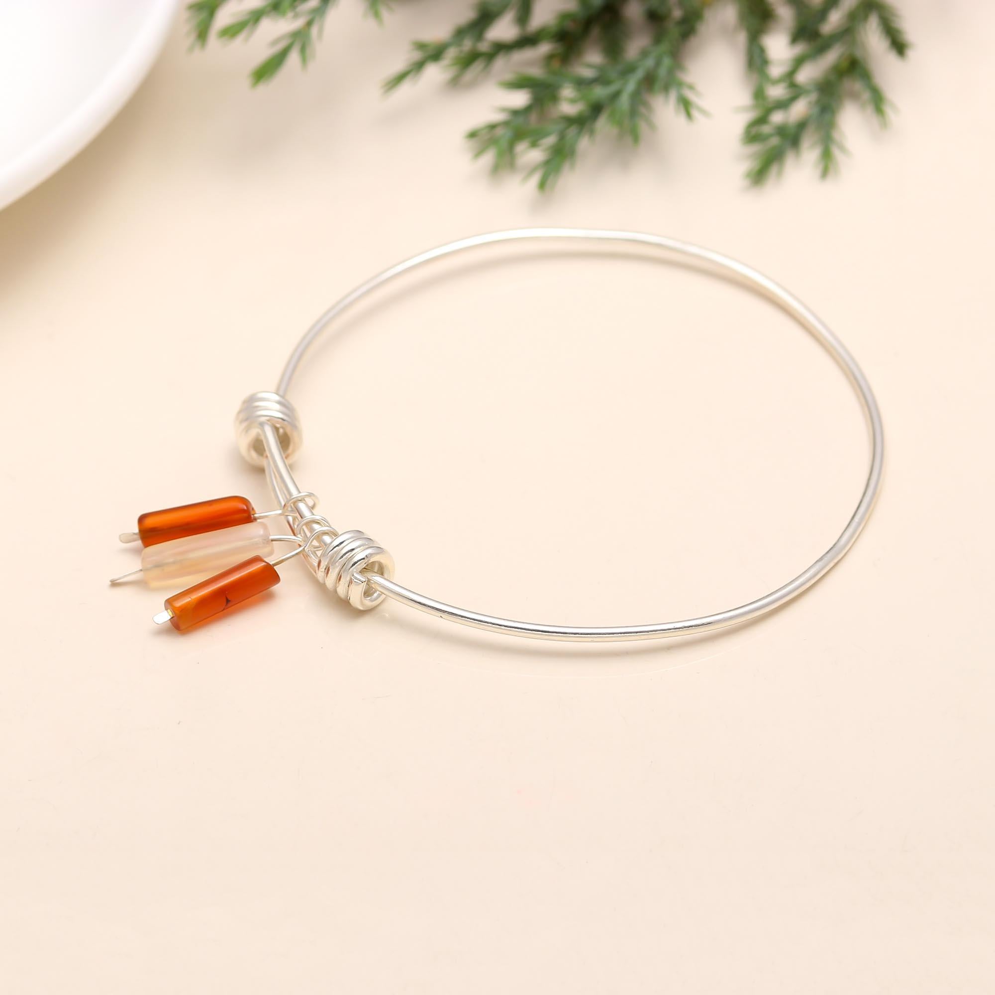 925 Silver Orange and Cream Bangle