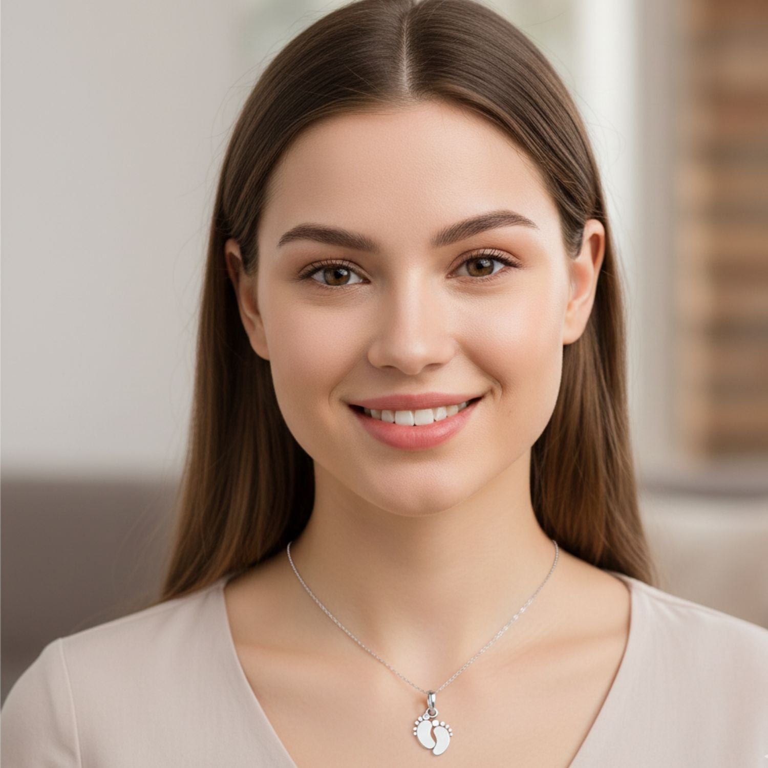 925 Sterling Silver Newborn Baby Feet Charm Pendant