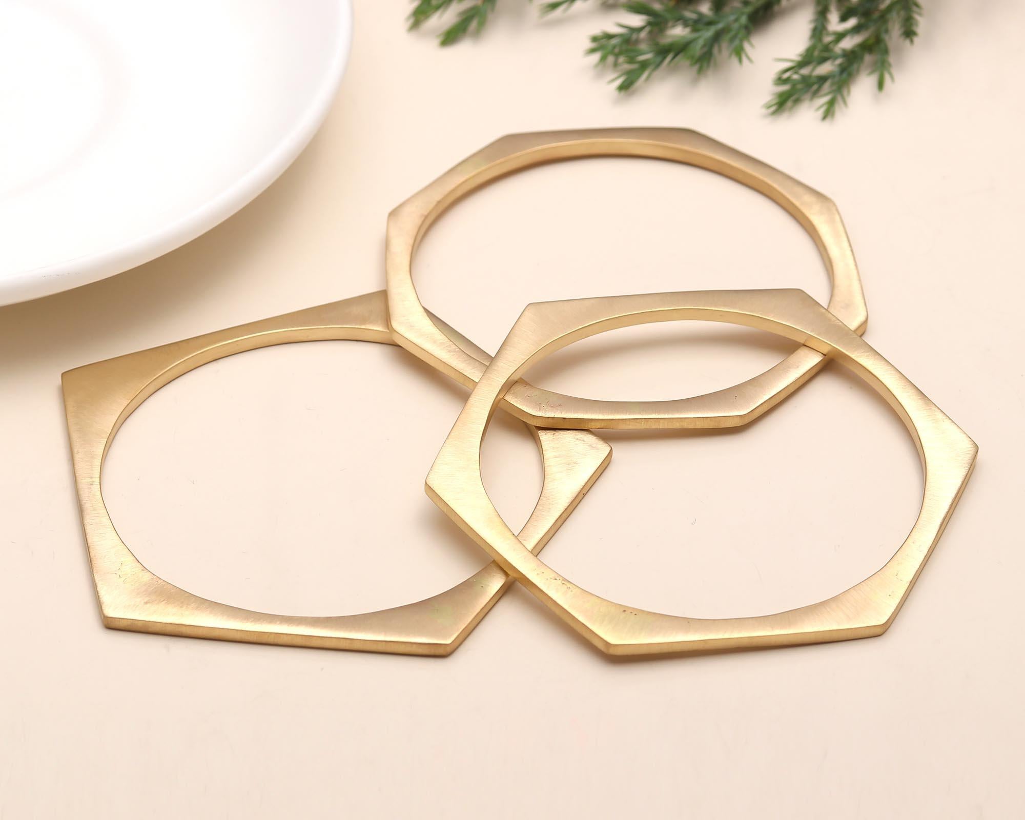 The Architectural Trio: Satin Gold Bangle Set