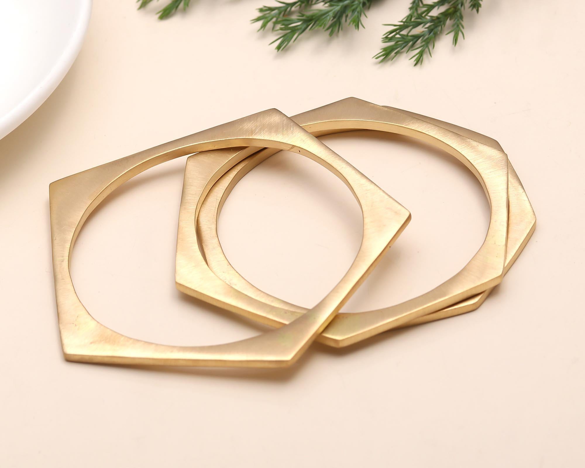 The Architectural Trio: Satin Gold Bangle Set