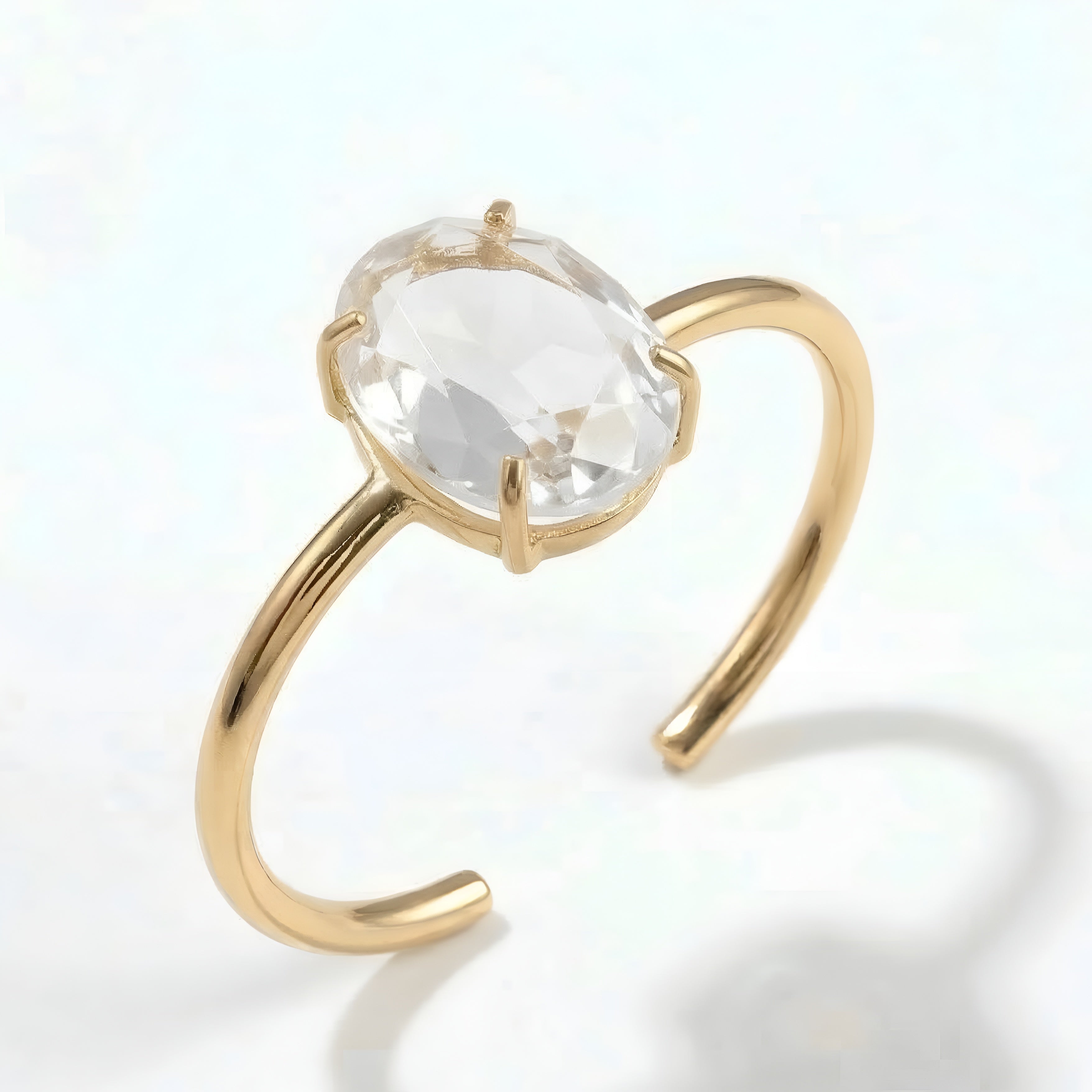 The Luminous Prism: Clear Crystal Quartz Gold Cuff