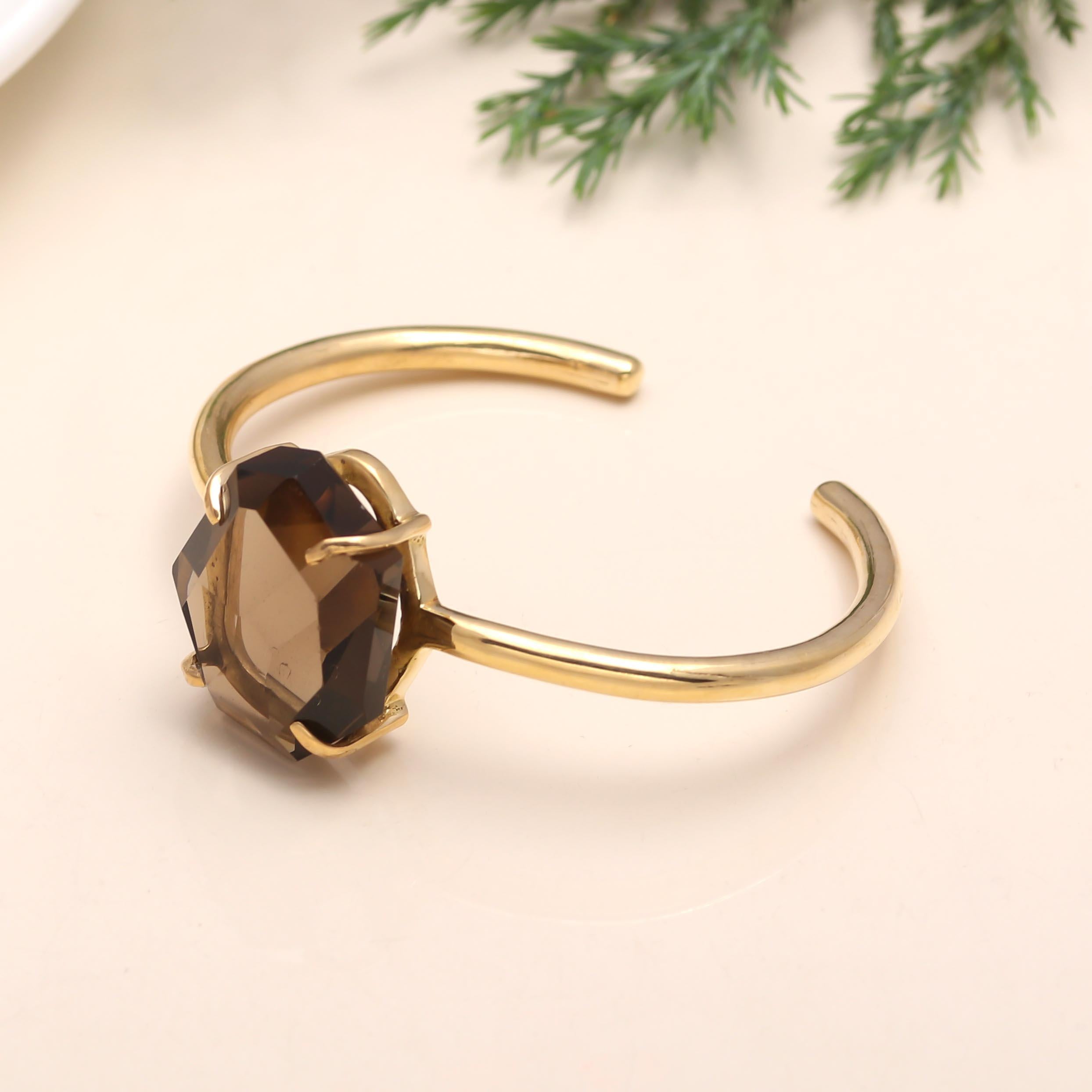925 Silver Smoky Quartz Cuff Bracelet
