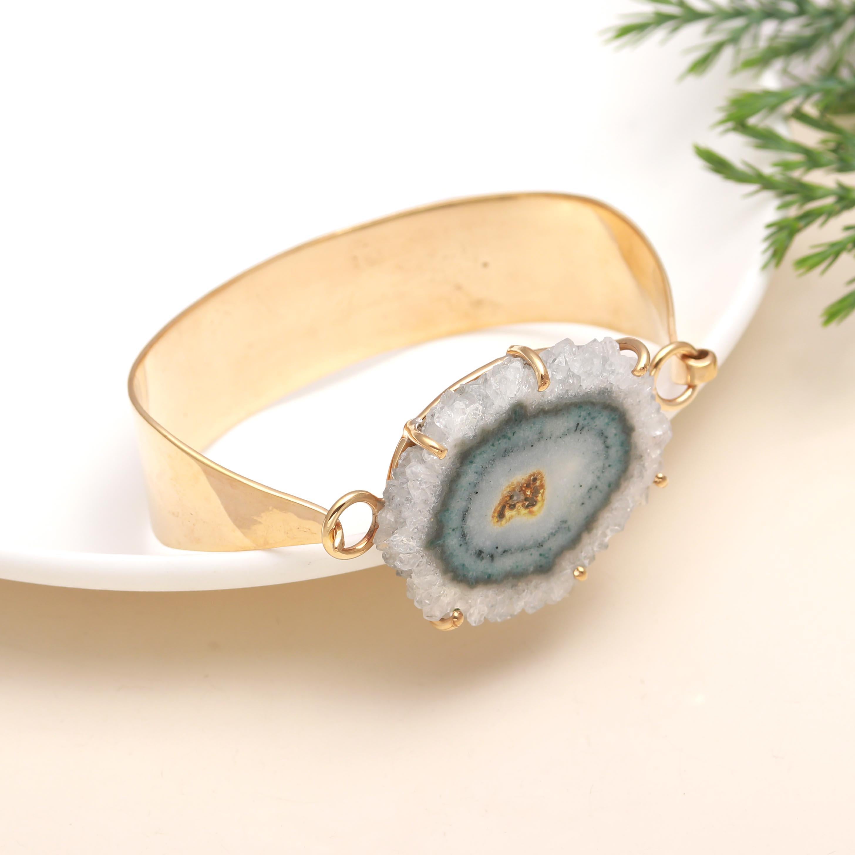 Brass Amethyst Drusy Cuff Bracelet