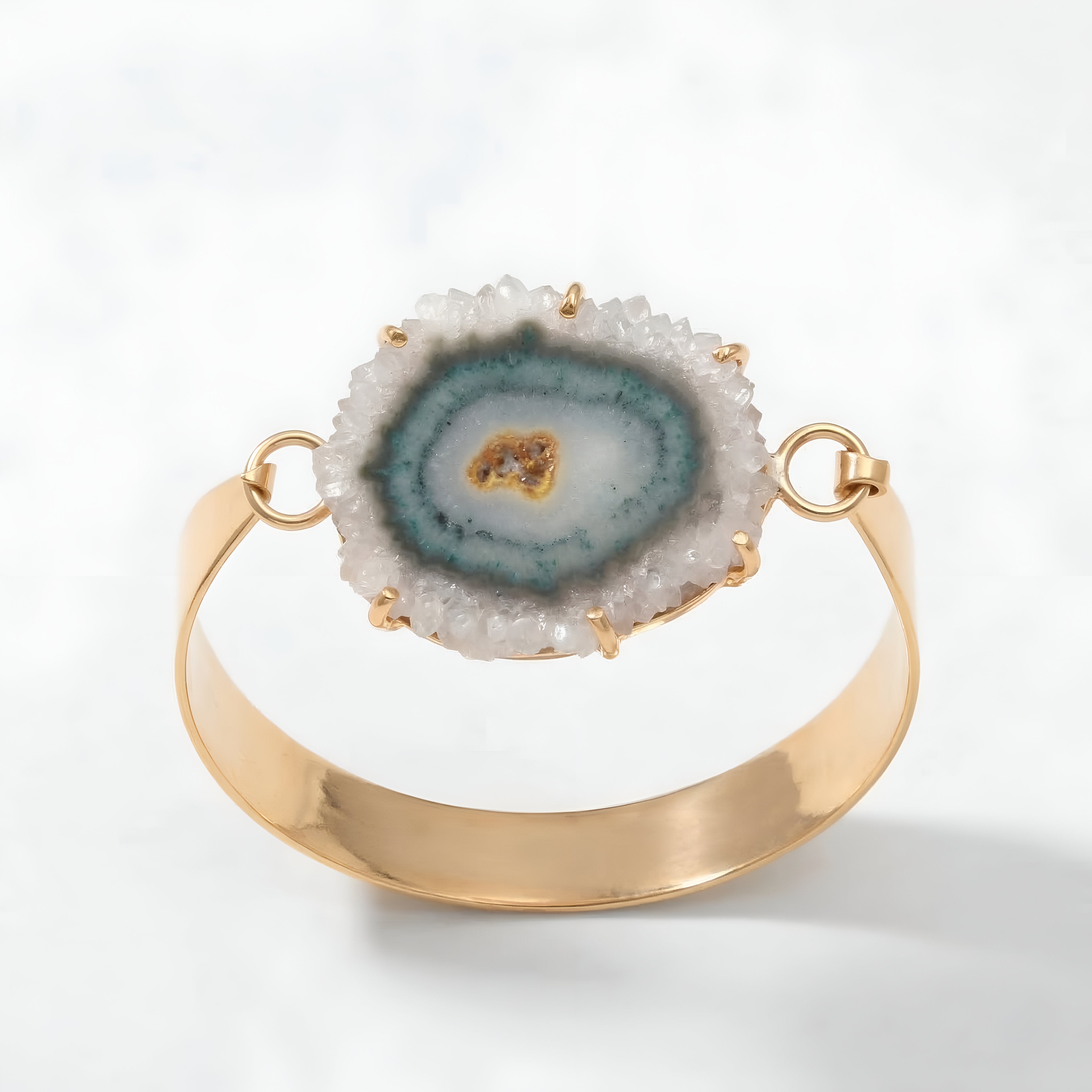 925 Silver Solar Quartz Slice Bracelet