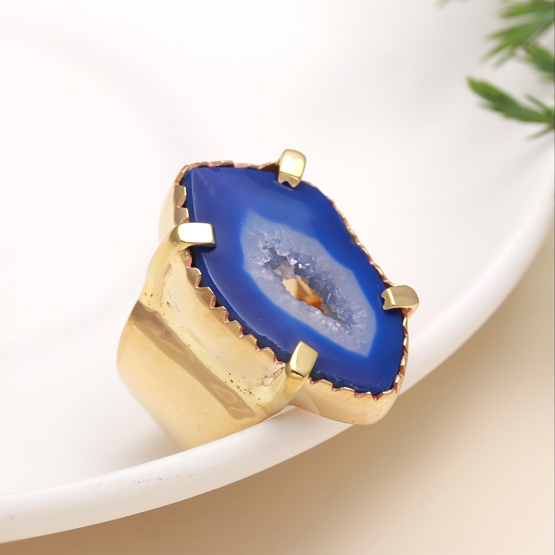 The Azure Geode: Blue Geode Slice Ring