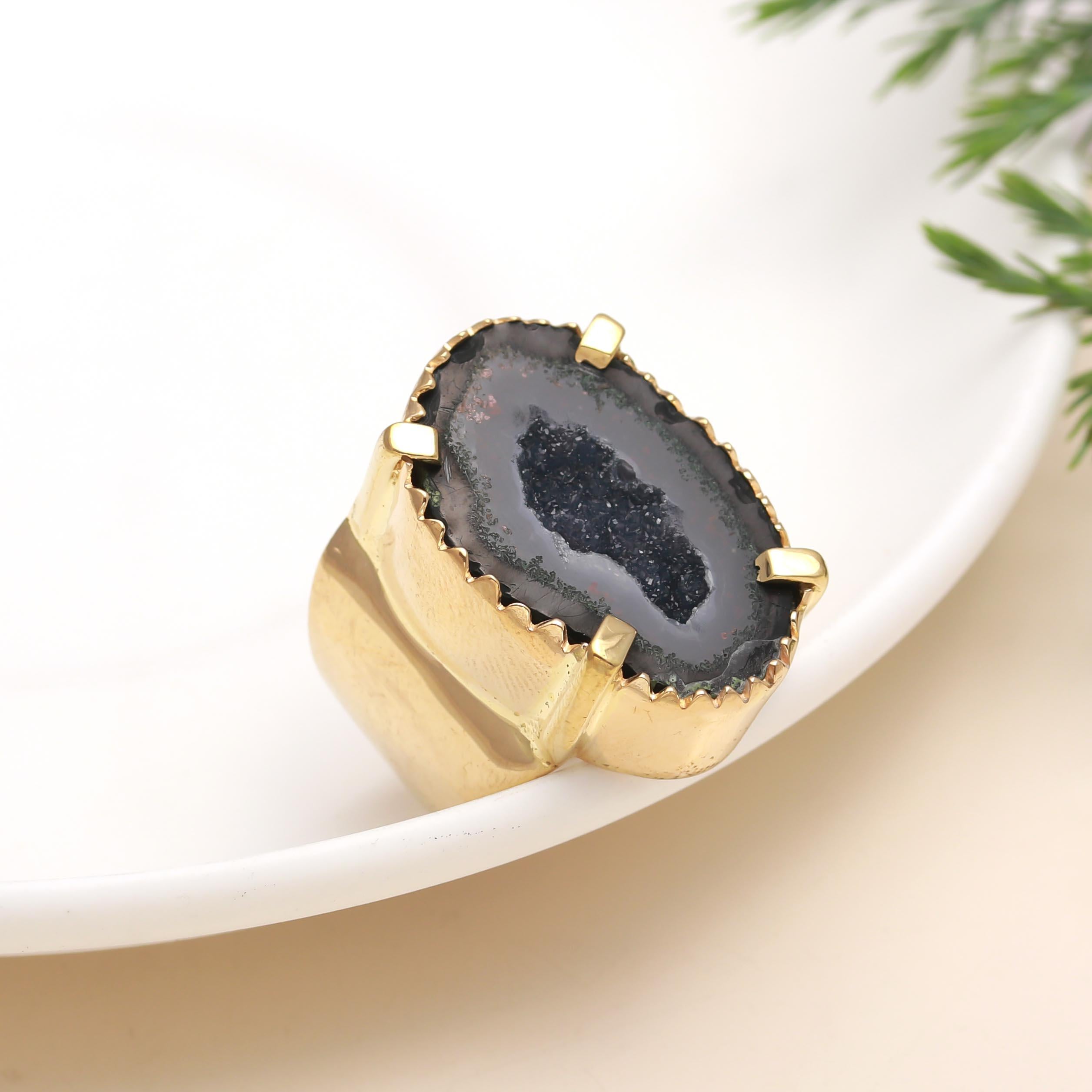 The Midnight Drusy: Black Drusy Statement Ring