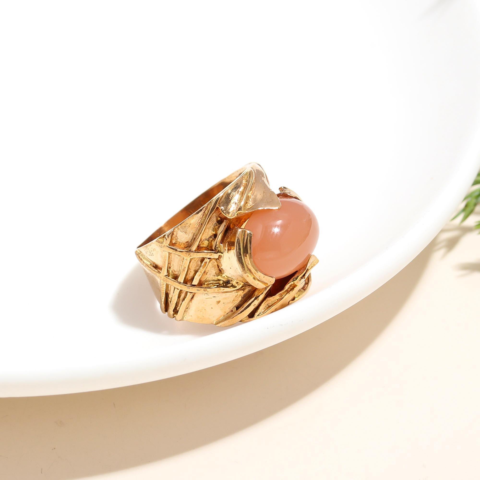 925 Silver Peach Moonstone Ring