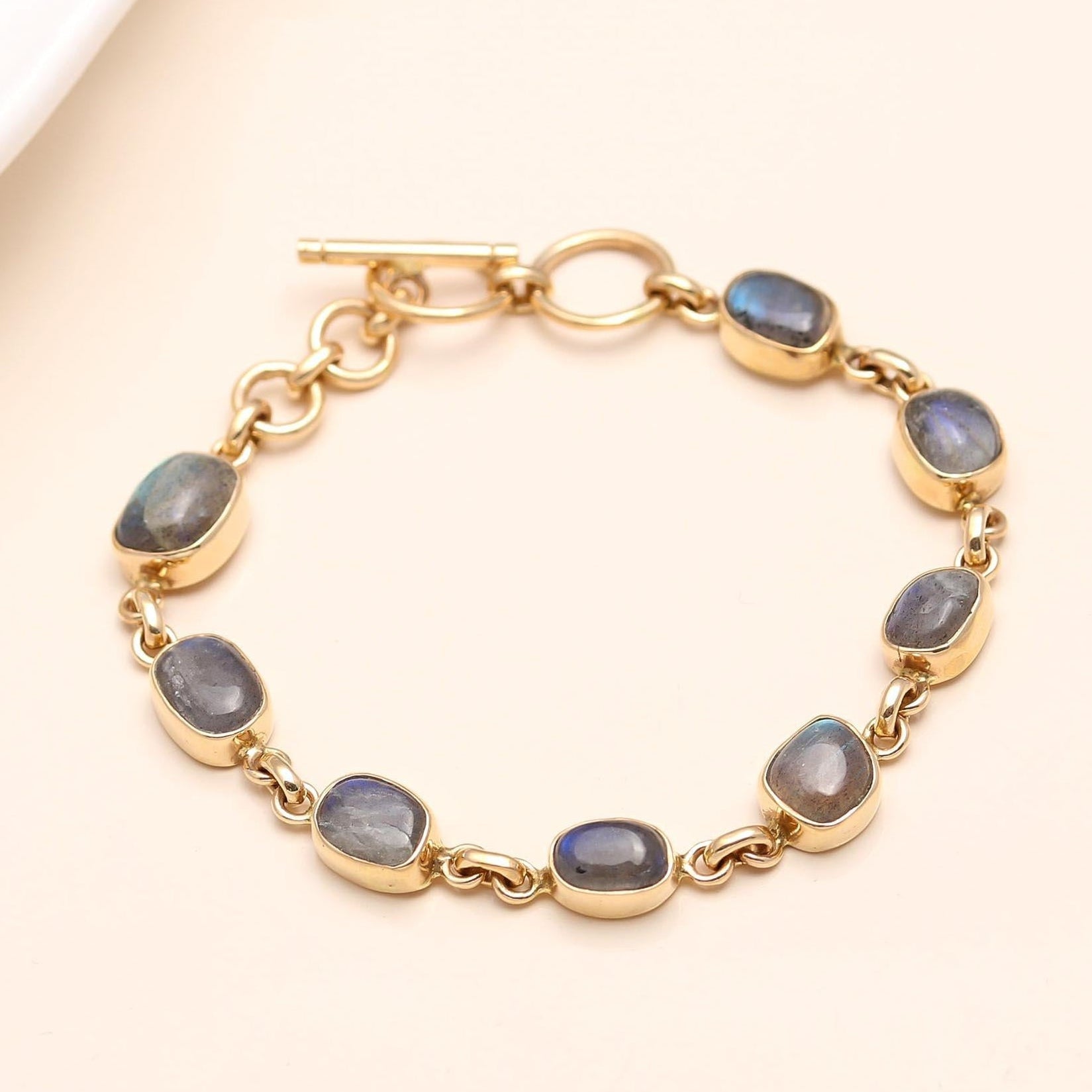 The Mystical Chain: Labradorite Gold Toggle Bracelet