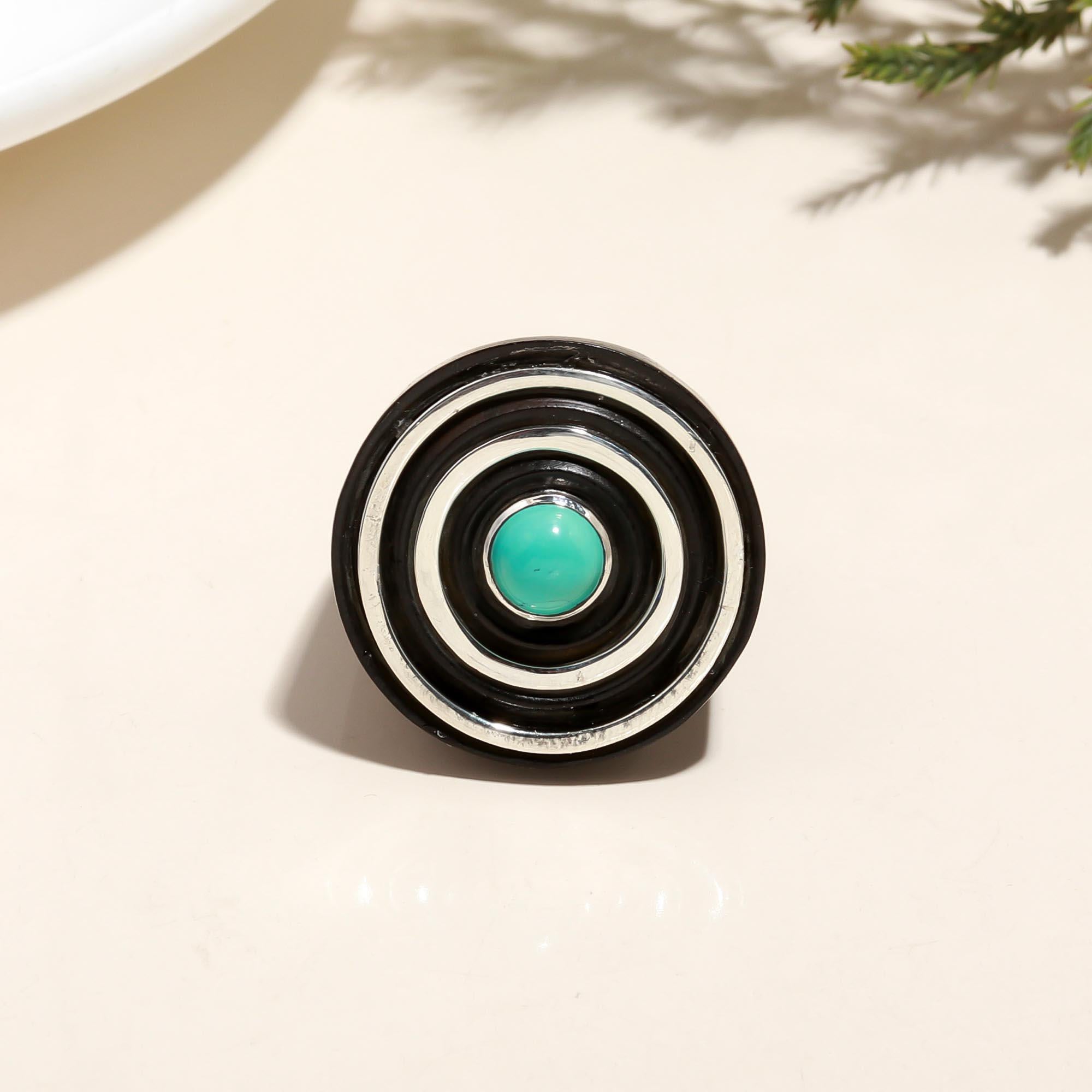 925 Silver Turquoise Enamel Ring