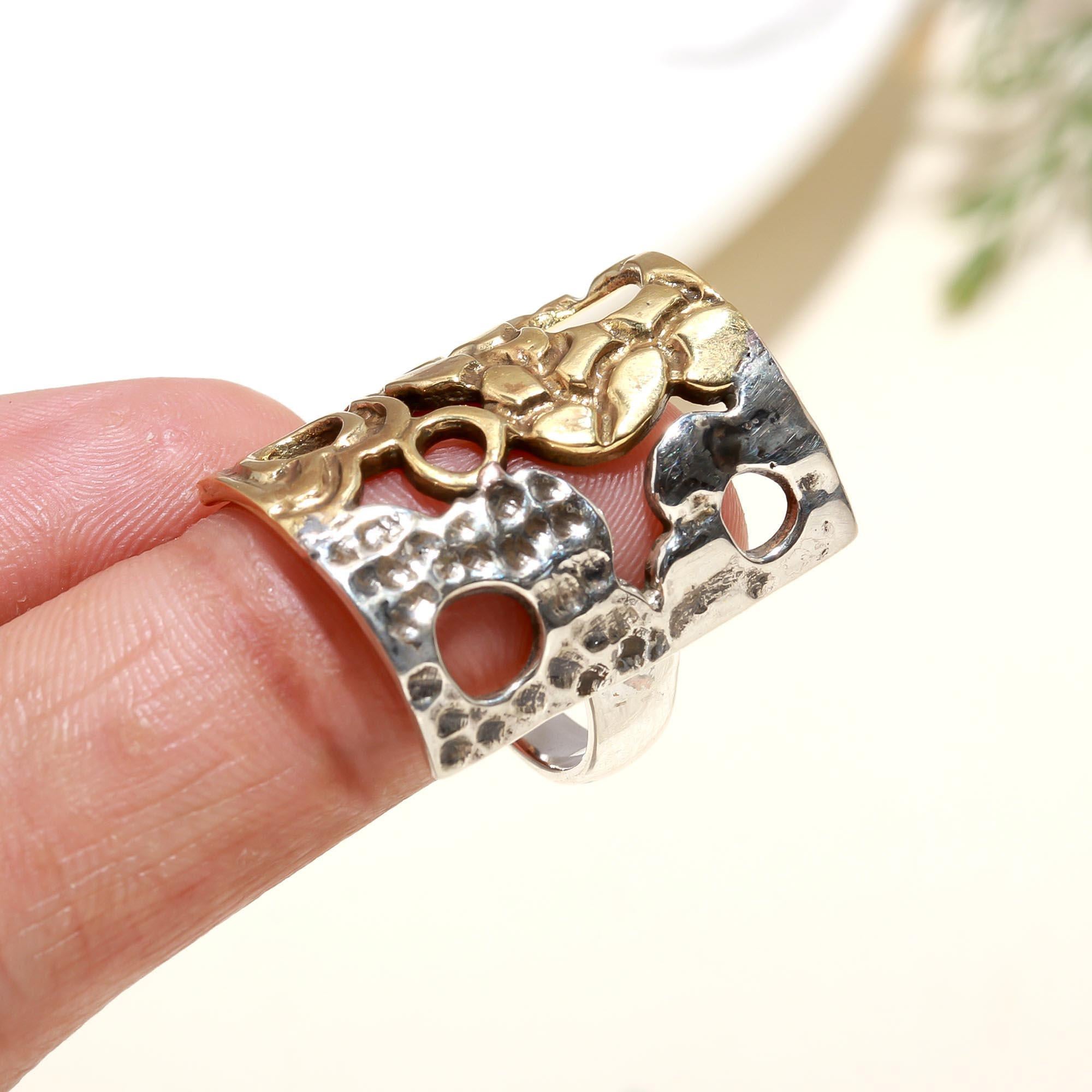 925 Silver Mixed Metal Textured Ring