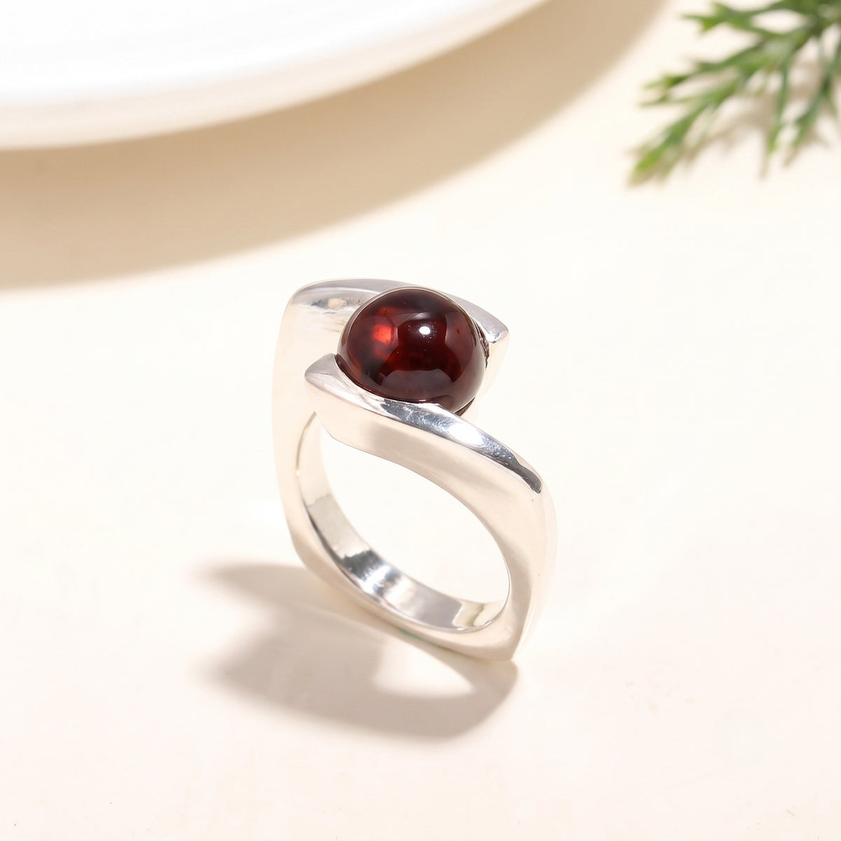 925 Silver Round Amethyst Ring