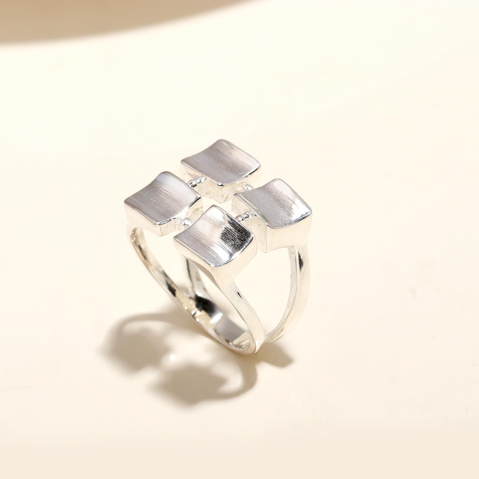 925 Silver Four Square Ring
