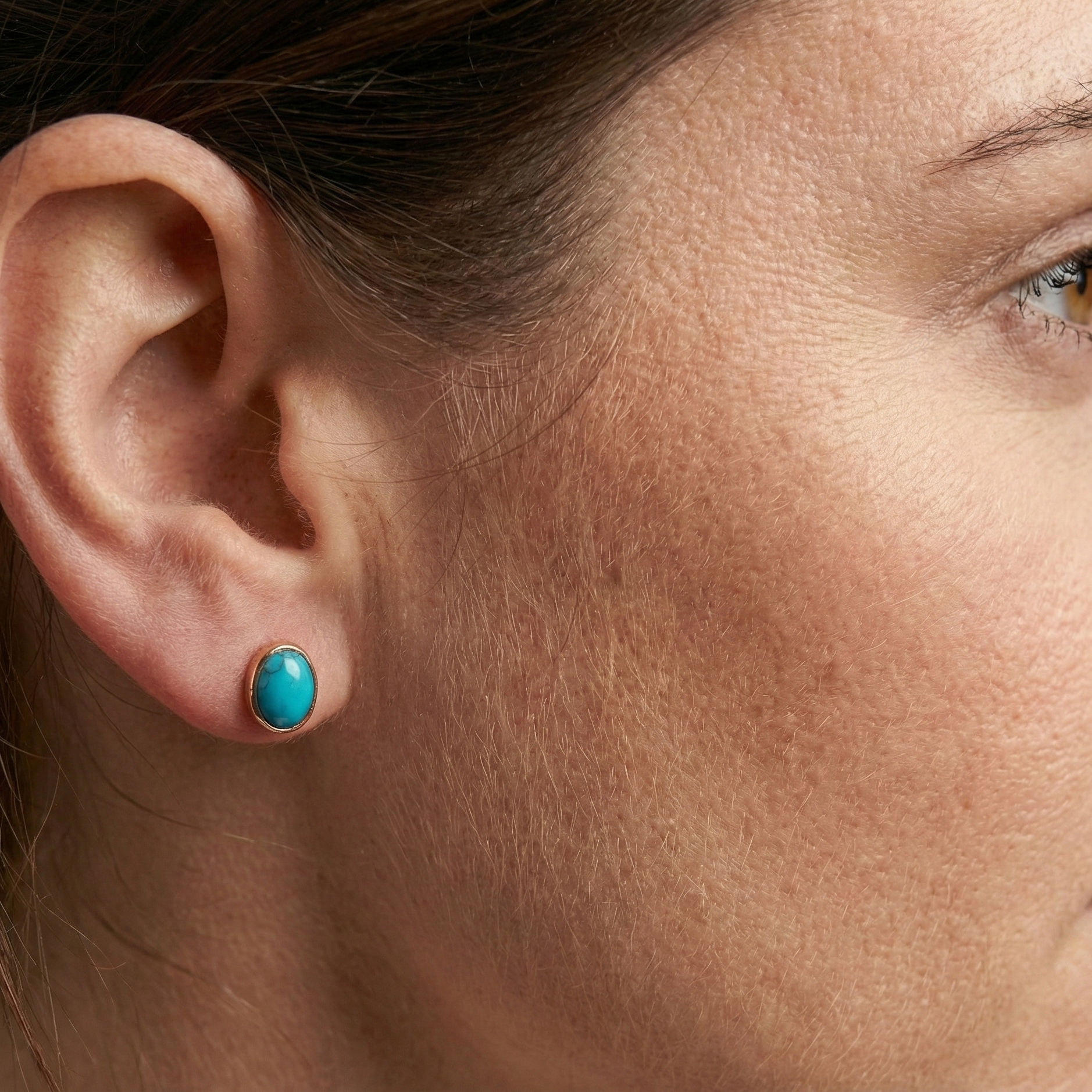 The Azure Blush: Turquoise & Rose Gold Stud Earrings