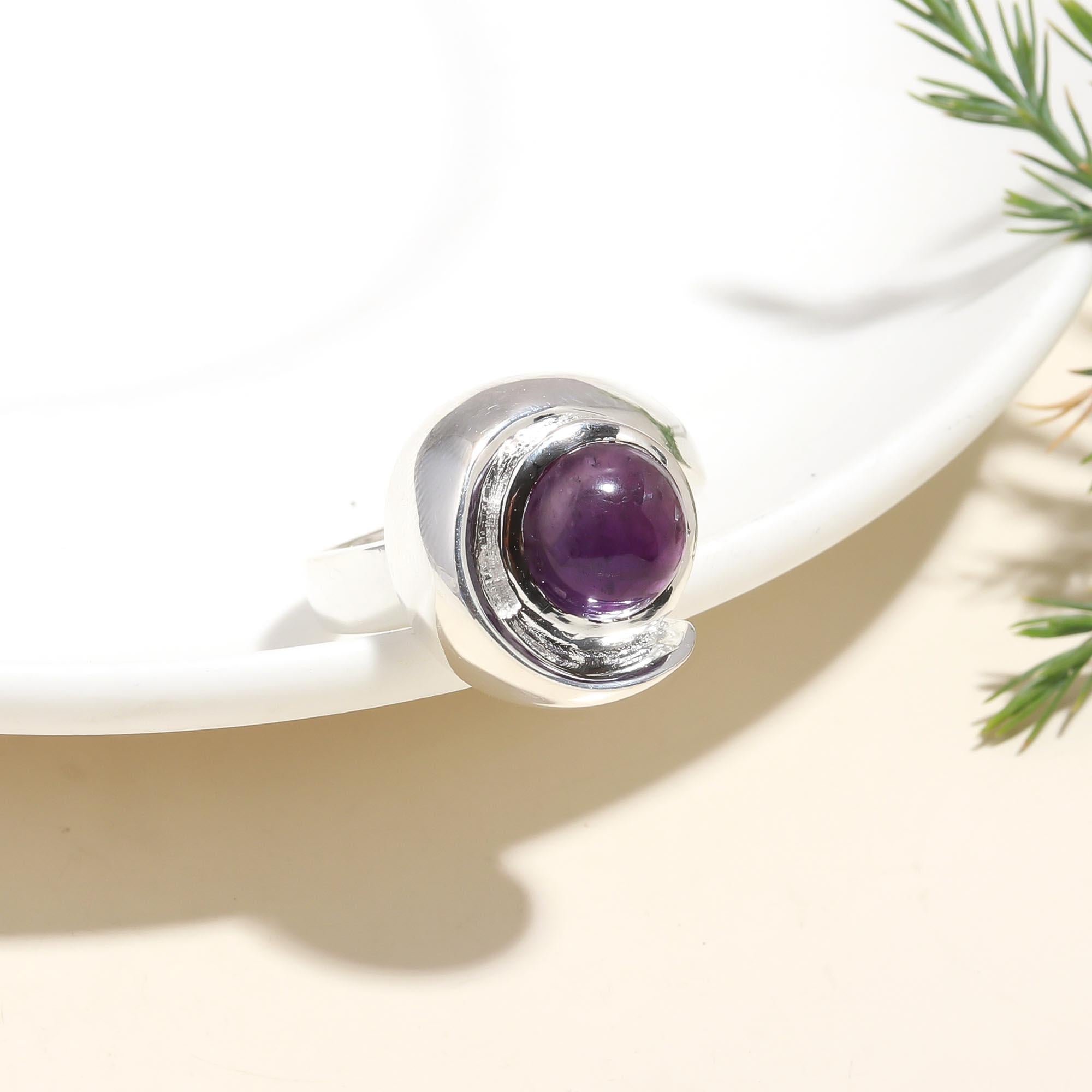 925 Silver Amethyst Swirl Ring