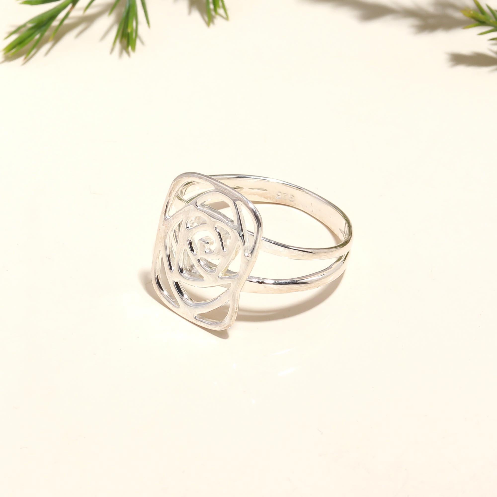 925 Silver Open Rose Ring