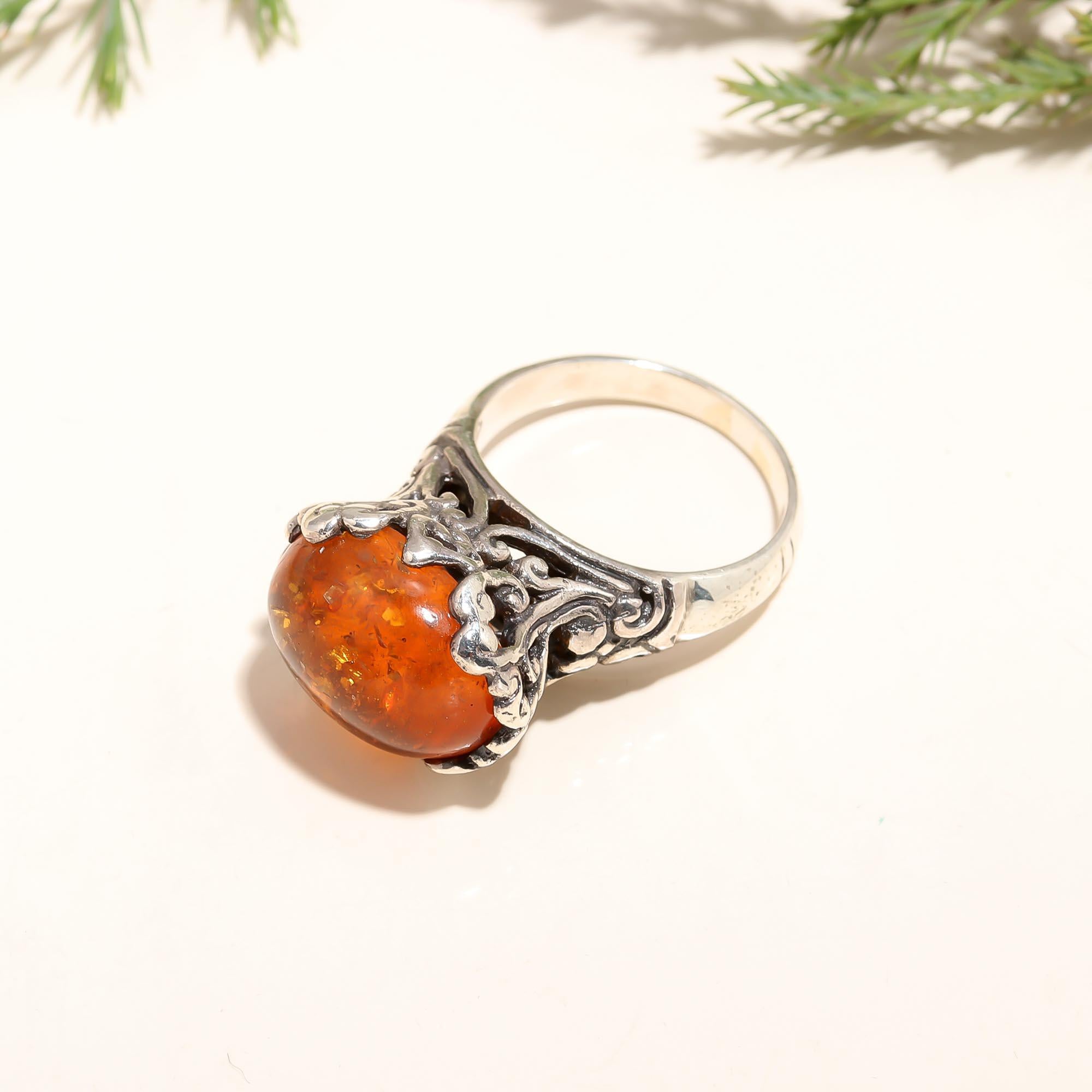 925 Silver Amber Ring