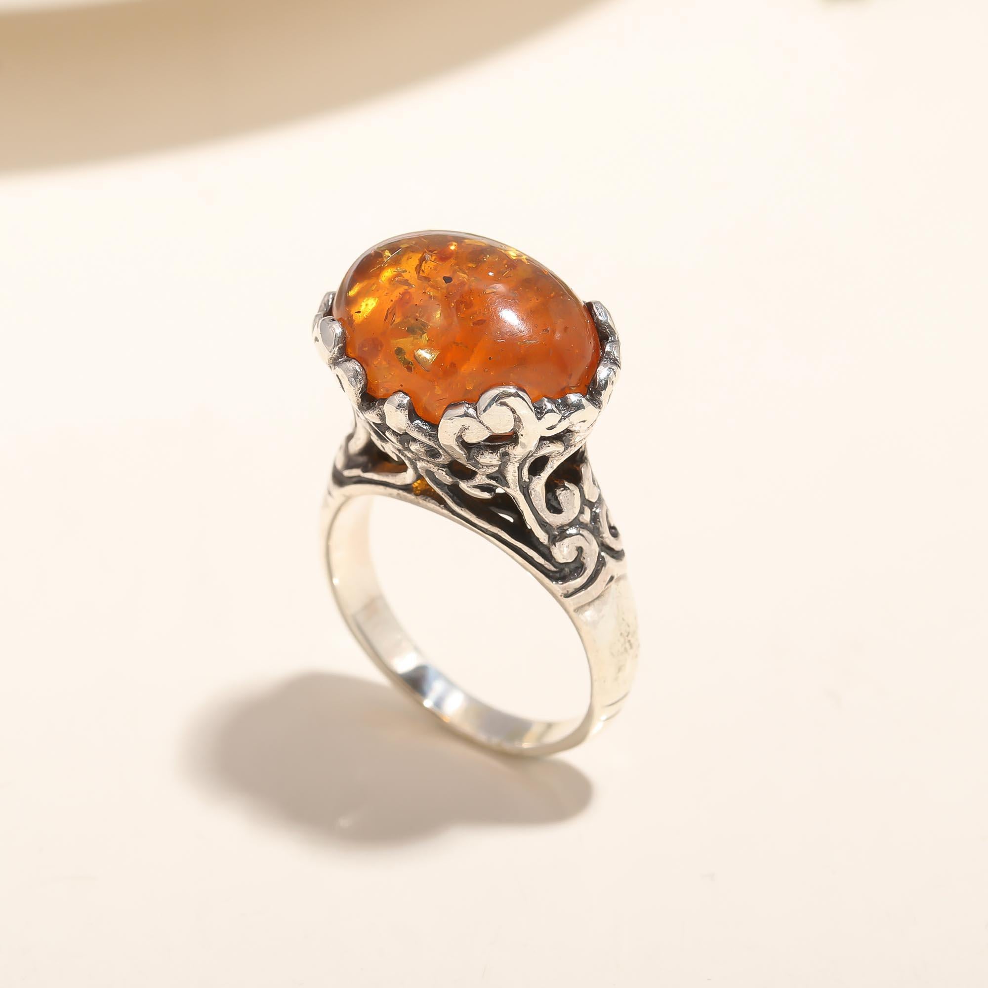 925 Silver Amber Ring