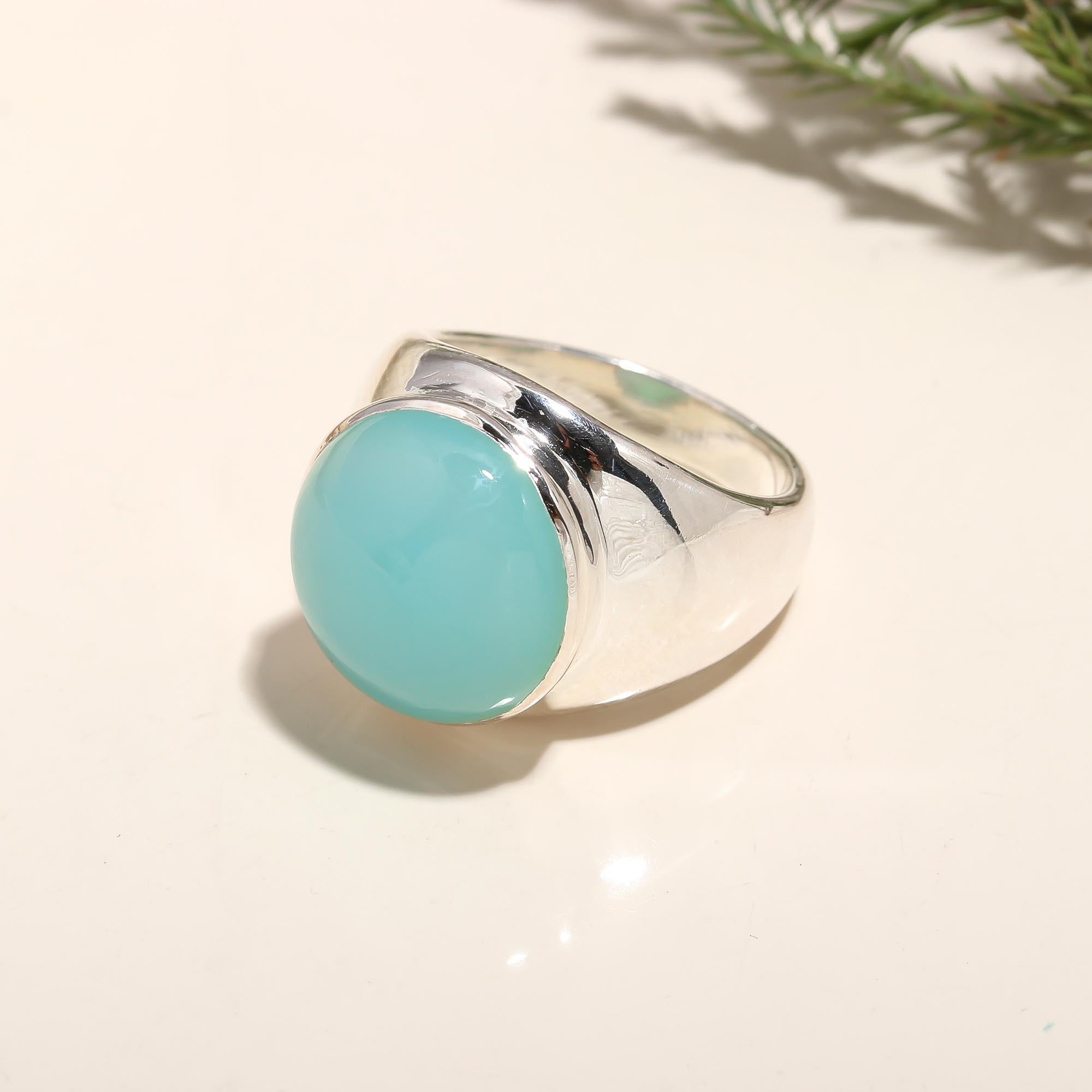 925 Silver Blue Chalcedony Ring