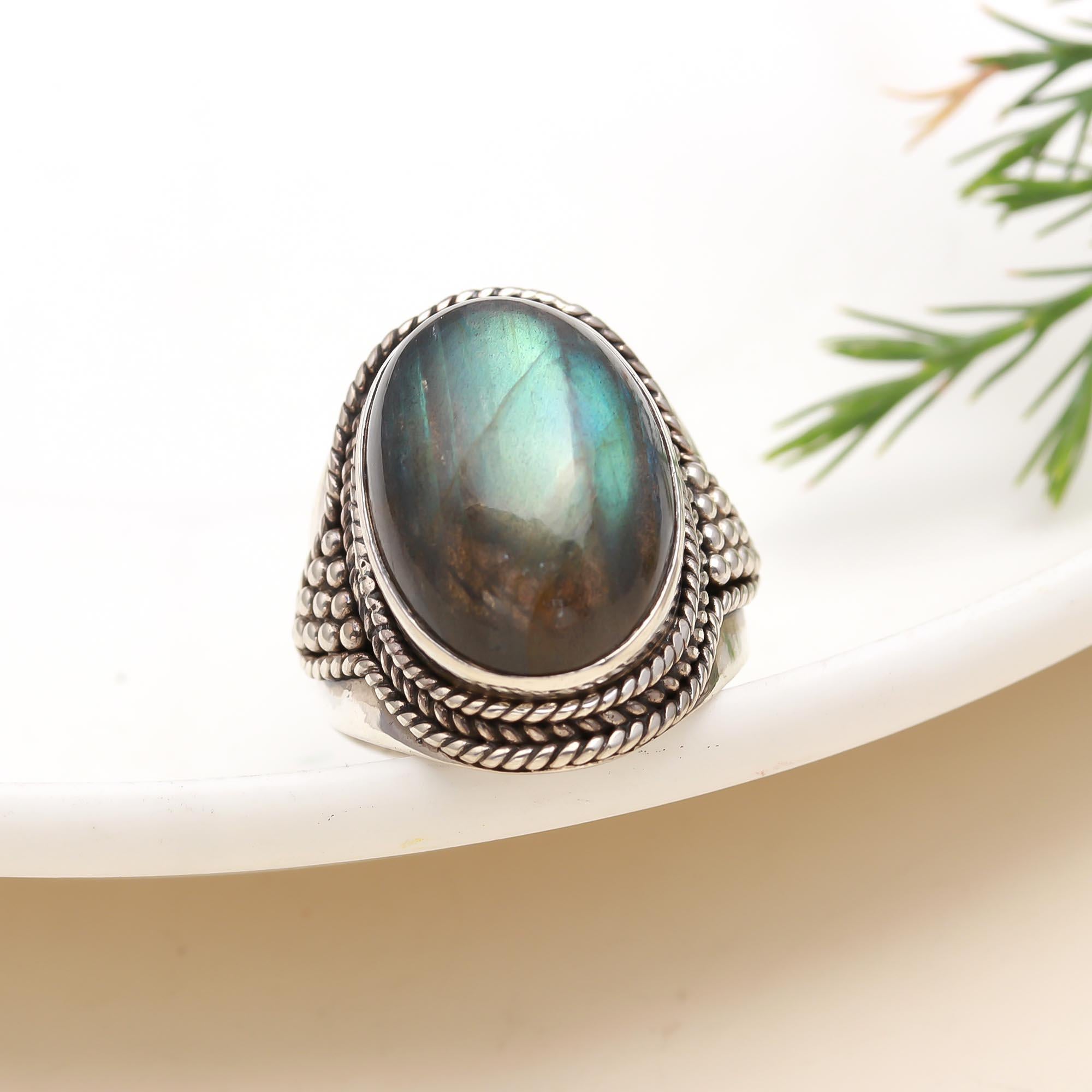 925 Silver Labradorite Boho Ring