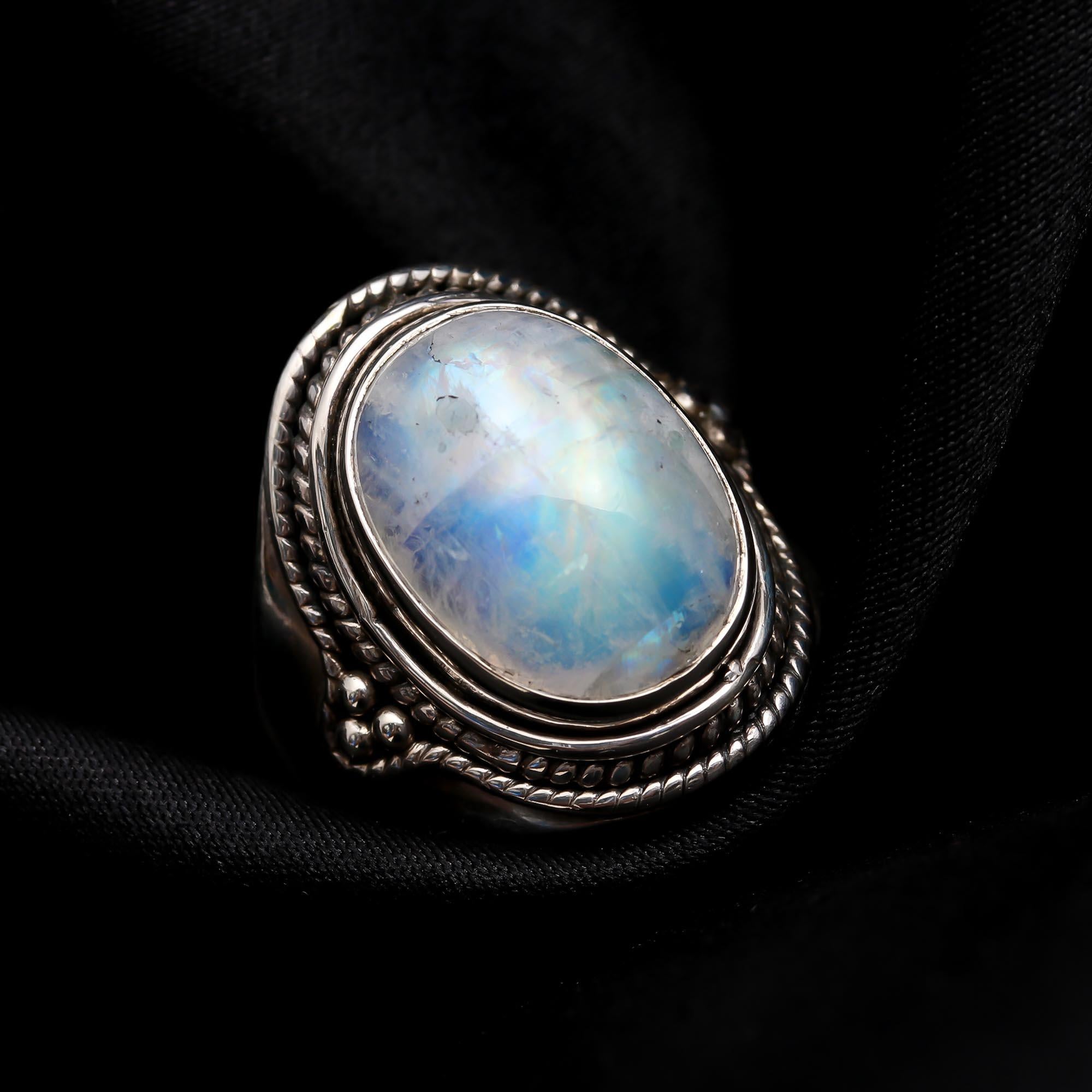 925 Silver Moonstone Boho Ring