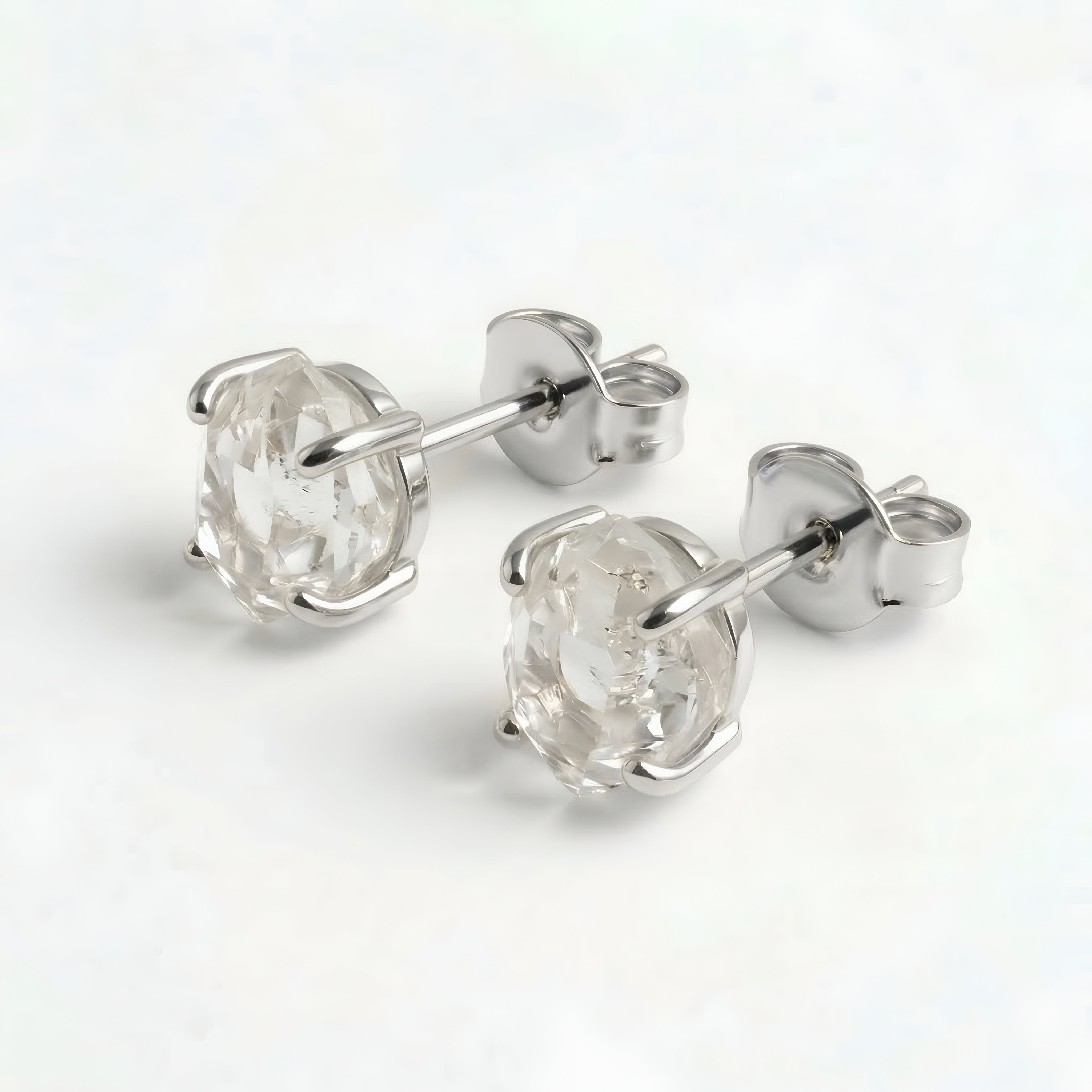 925 Silver Herkimer Quartz Stud Earrings