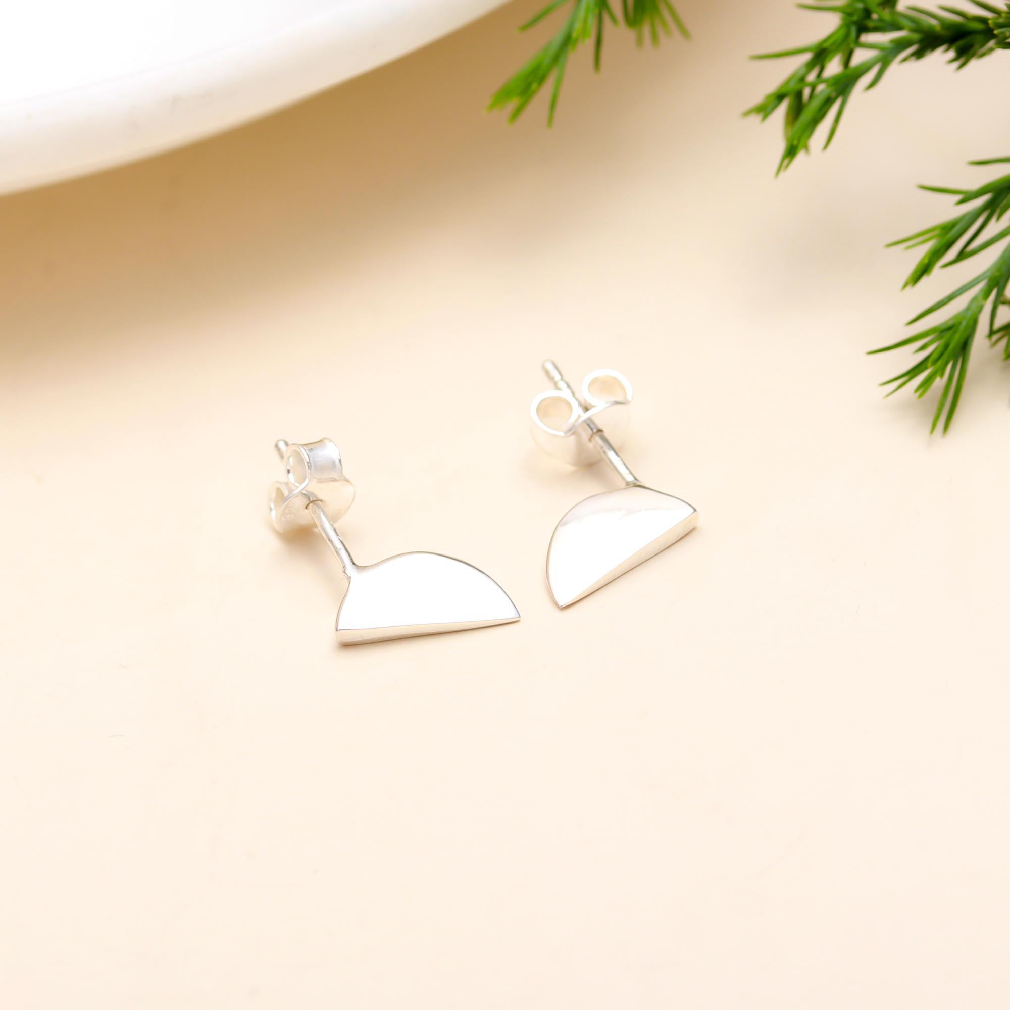 925 Silver Half-Moon Stud Earrings