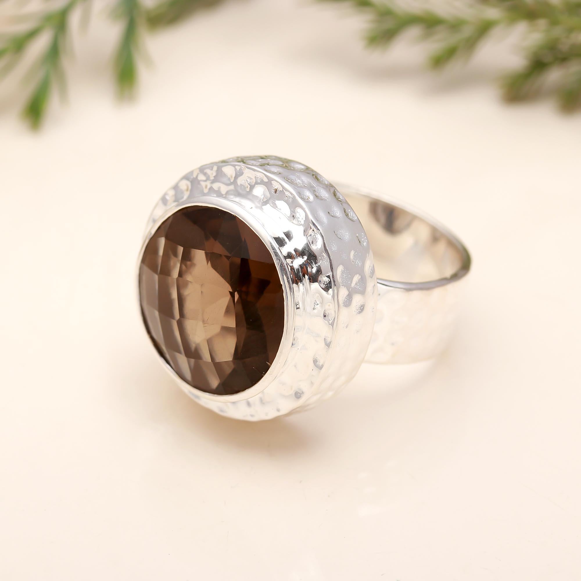 925 Silver Smoky Quartz Ring