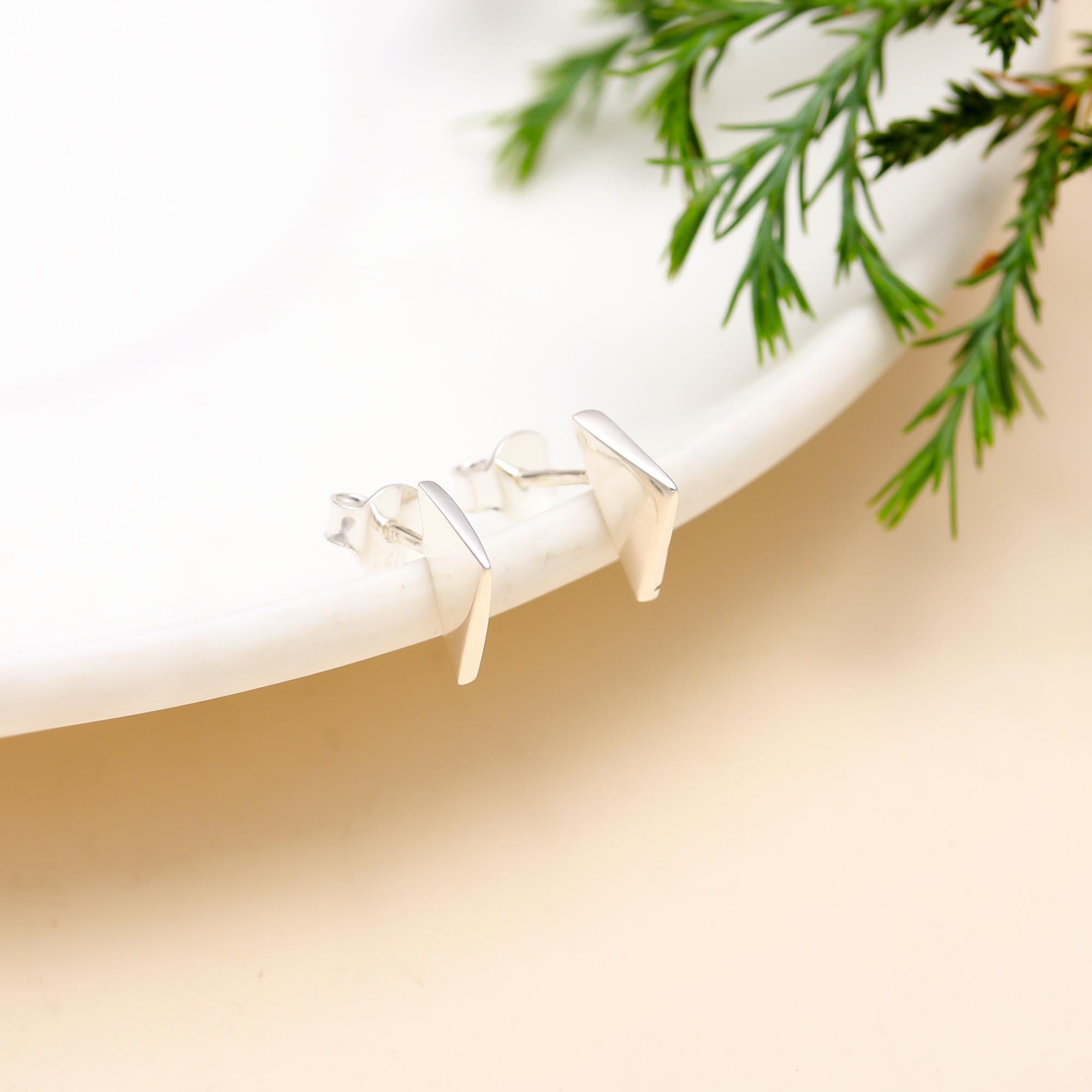 925 Silver Triangle Stud Earrings