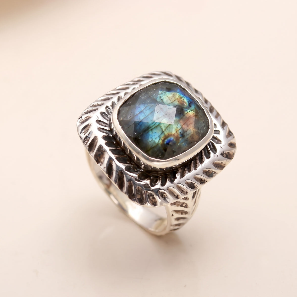 925 Silver Faceted Amethyst Ring