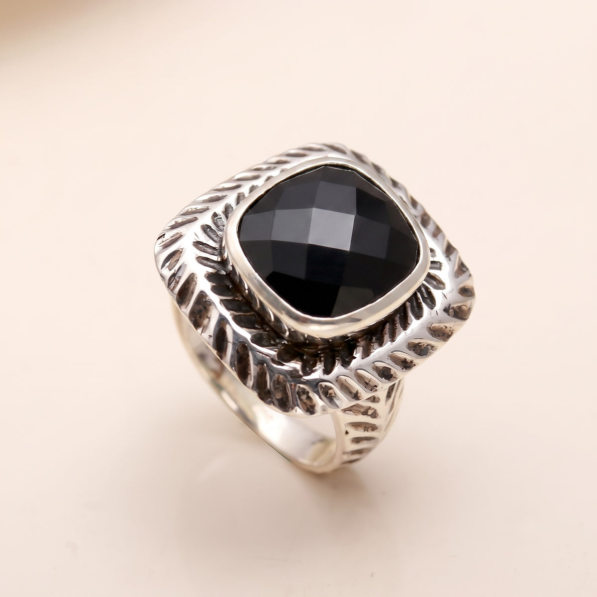 925 Silver Faceted Amethyst Ring