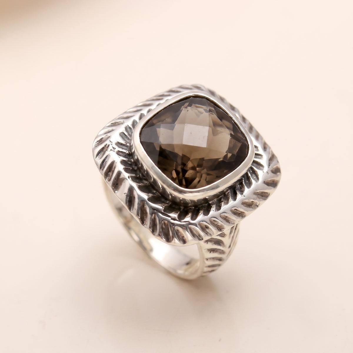925 Silver Faceted Amethyst Ring