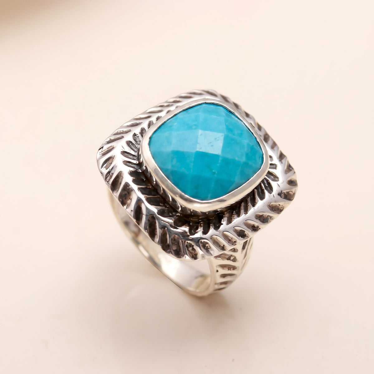 925 Silver Faceted Amethyst Ring