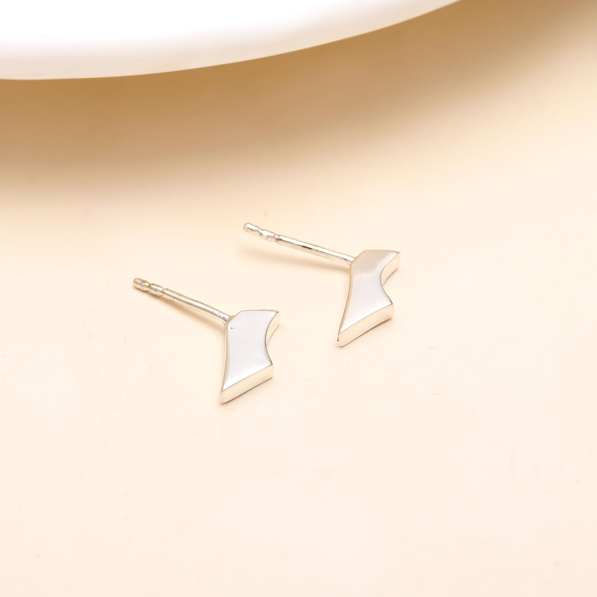 925 Silver Curve Bar Stud Earrings