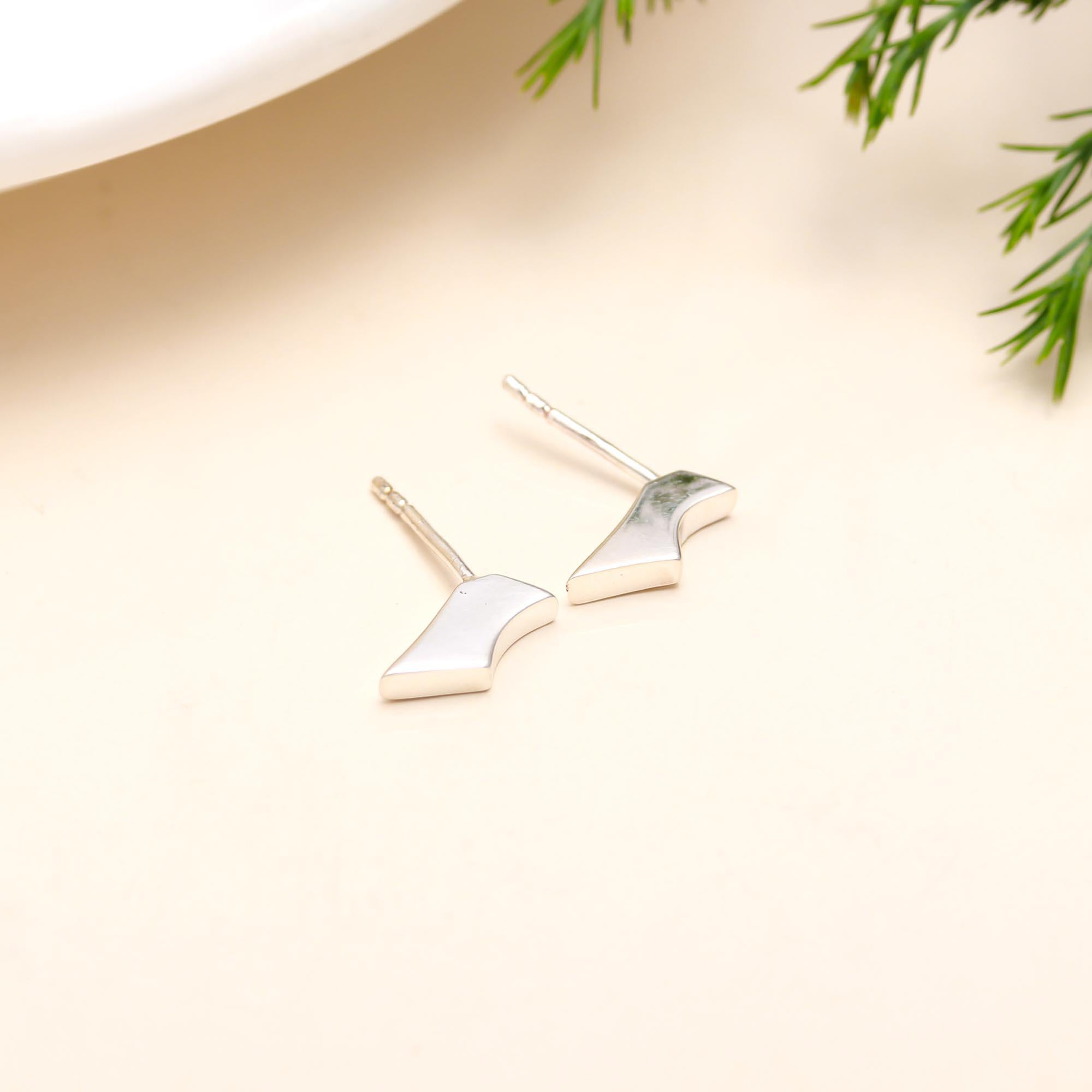 925 Silver Curve Bar Stud Earrings