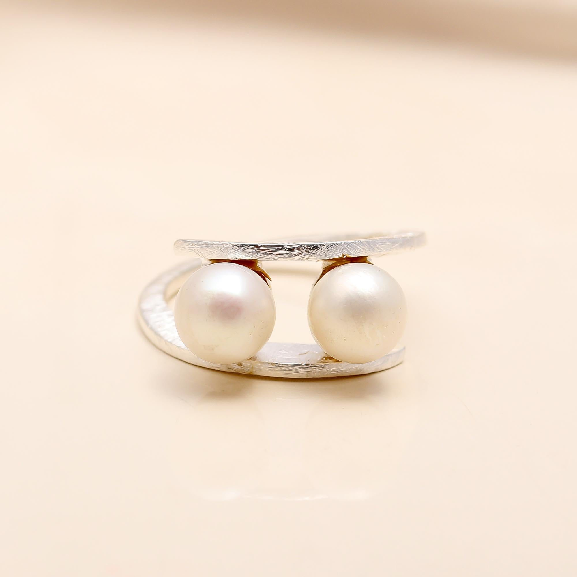 925 Silver Pearl Wrap Open Ring