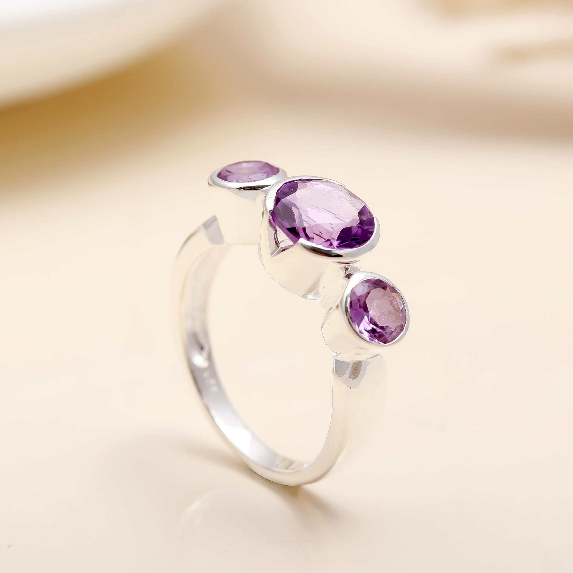 Designer 925 Sterling Silver Amethyst Ring