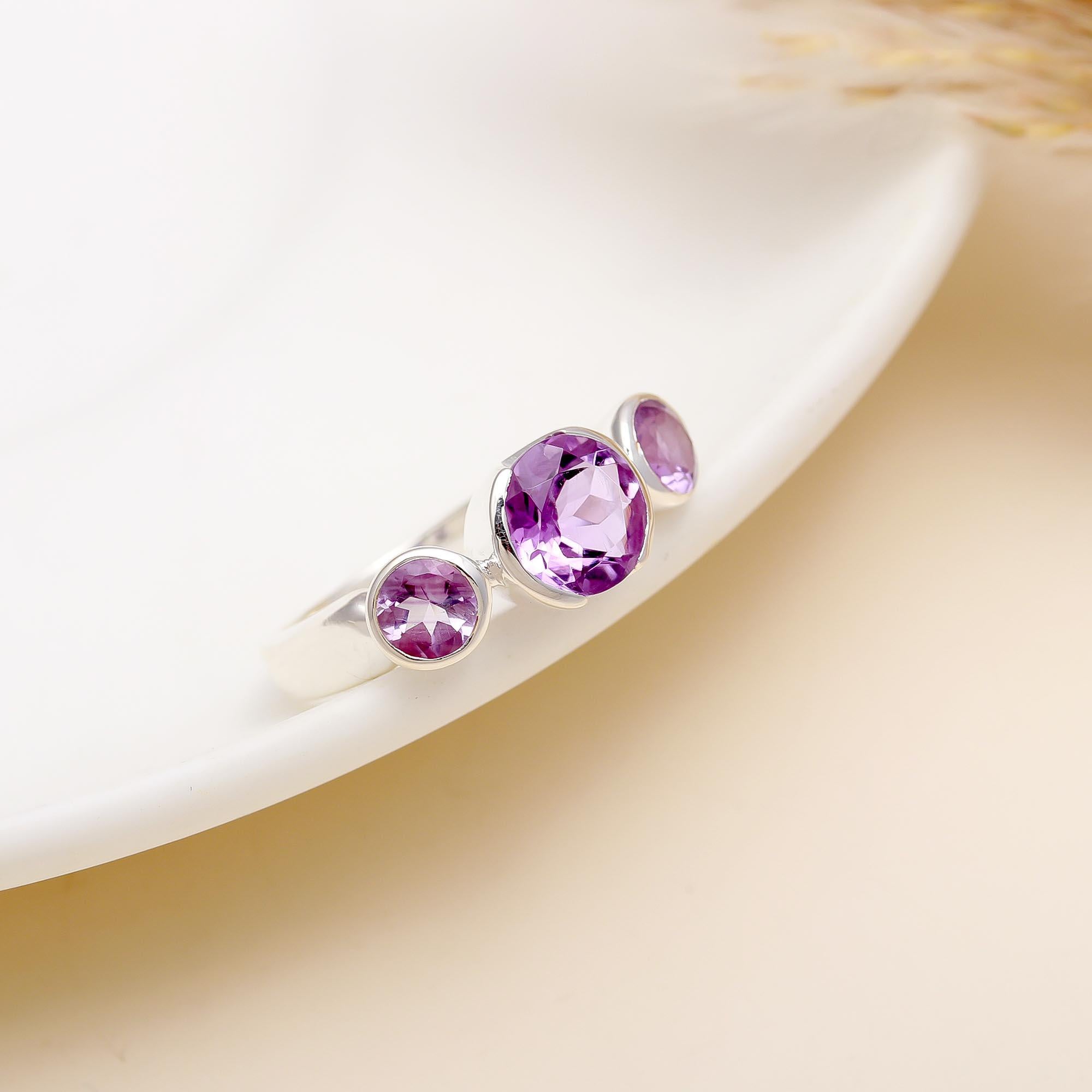 Designer 925 Sterling Silver Amethyst Ring