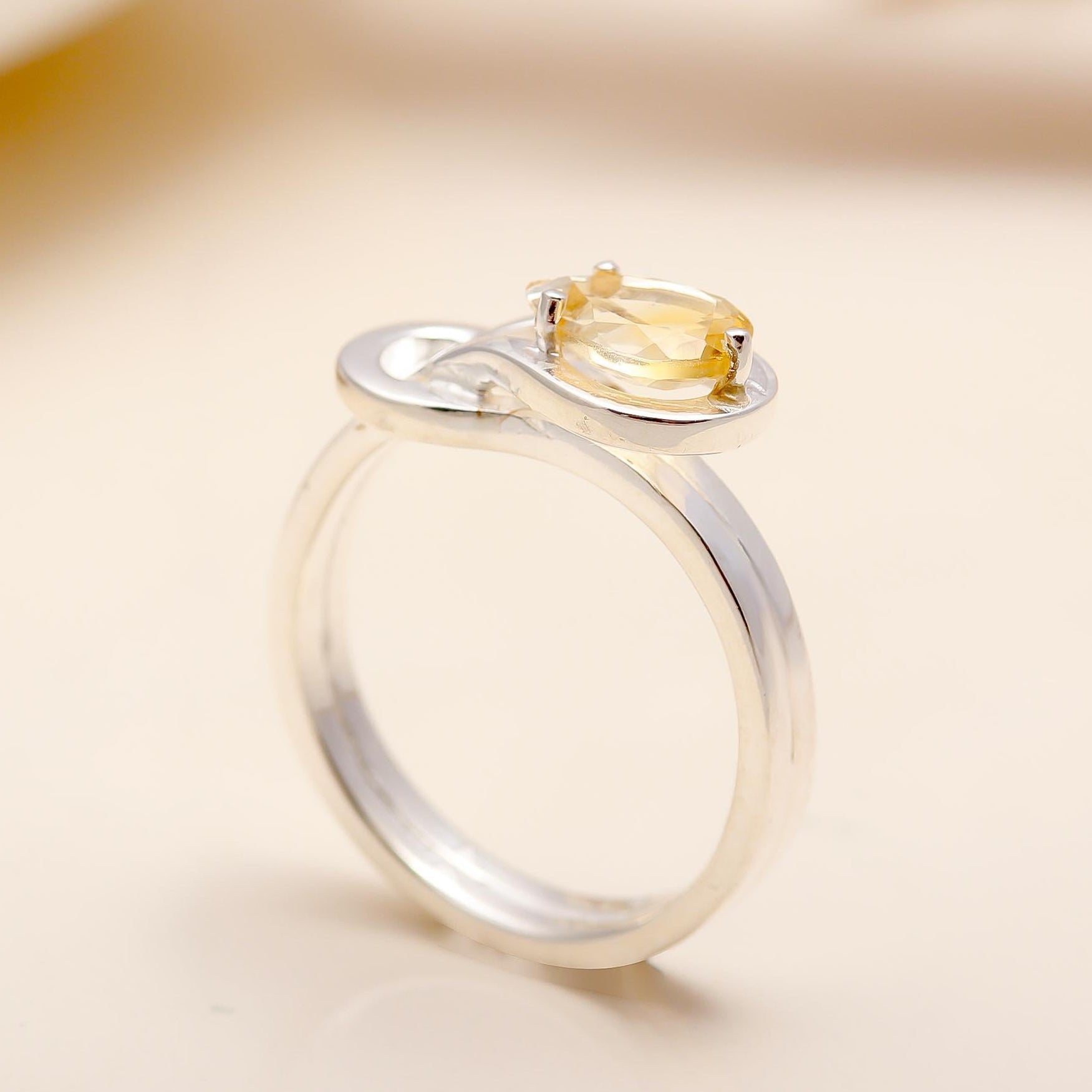925 Silver Citrine Twist Ring