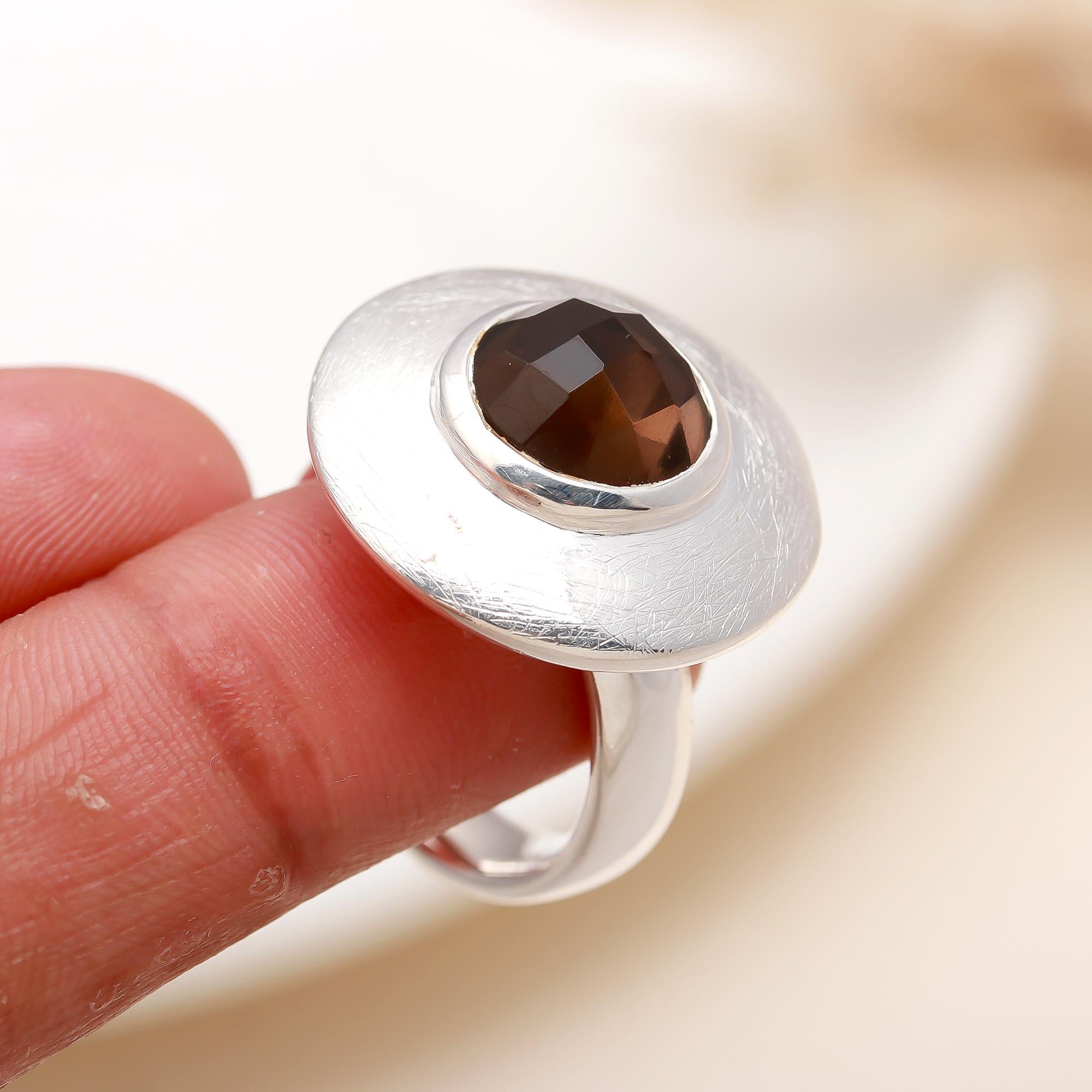 925 Silver Smoky Quartz Ring
