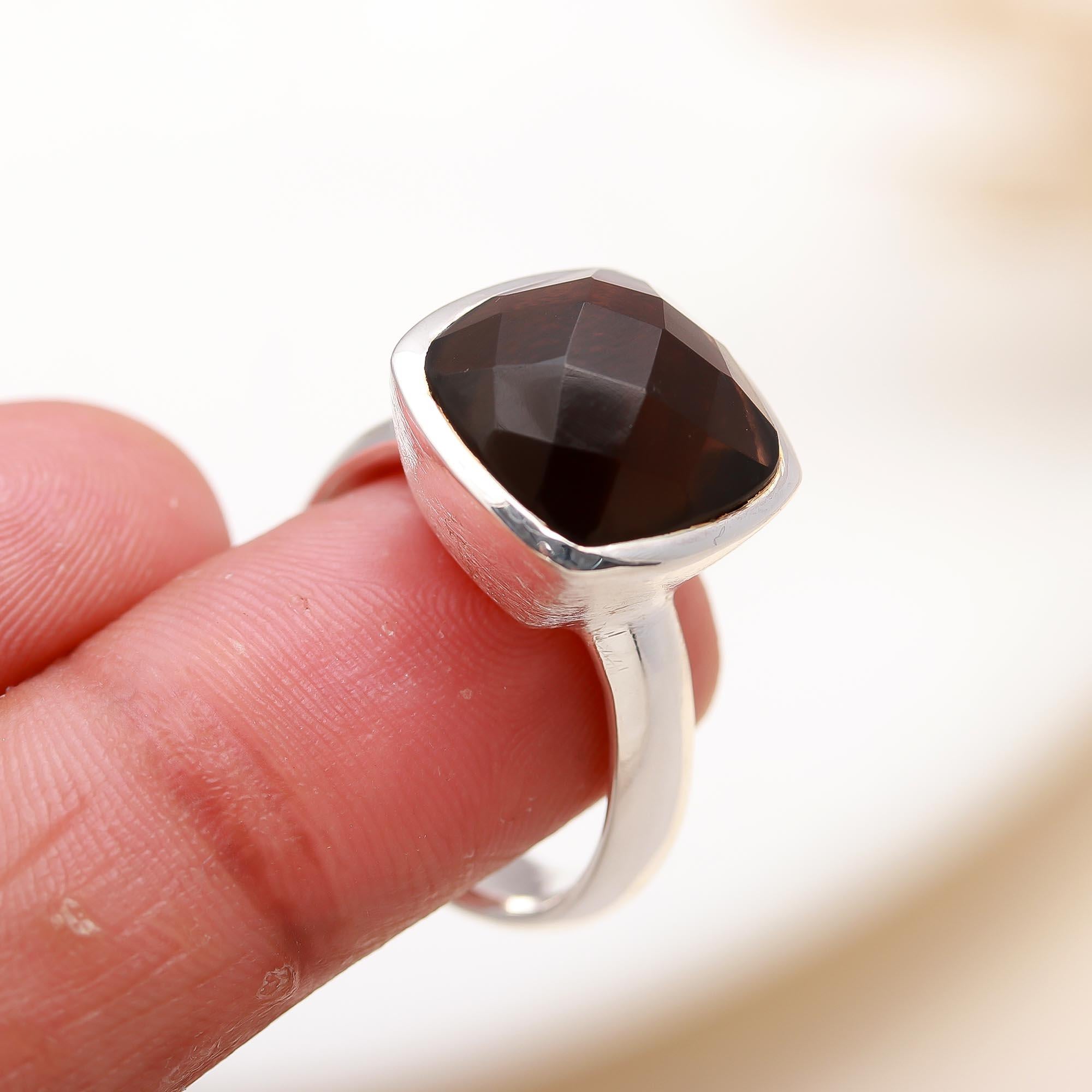 925 Silver Smoky Quartz Ring