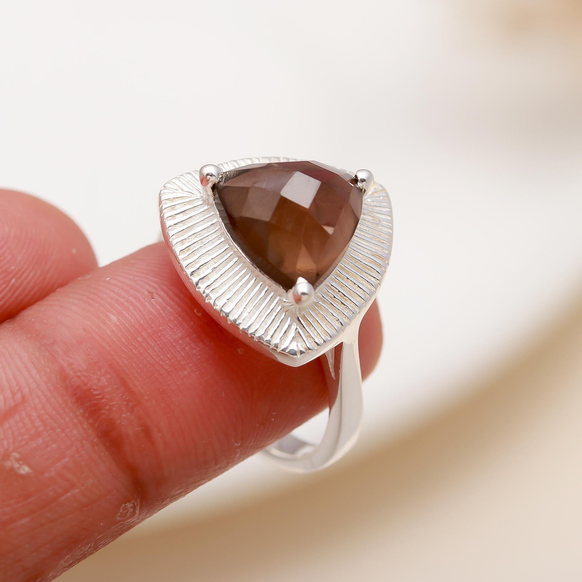 925 Silver Smoky Quartz Ring