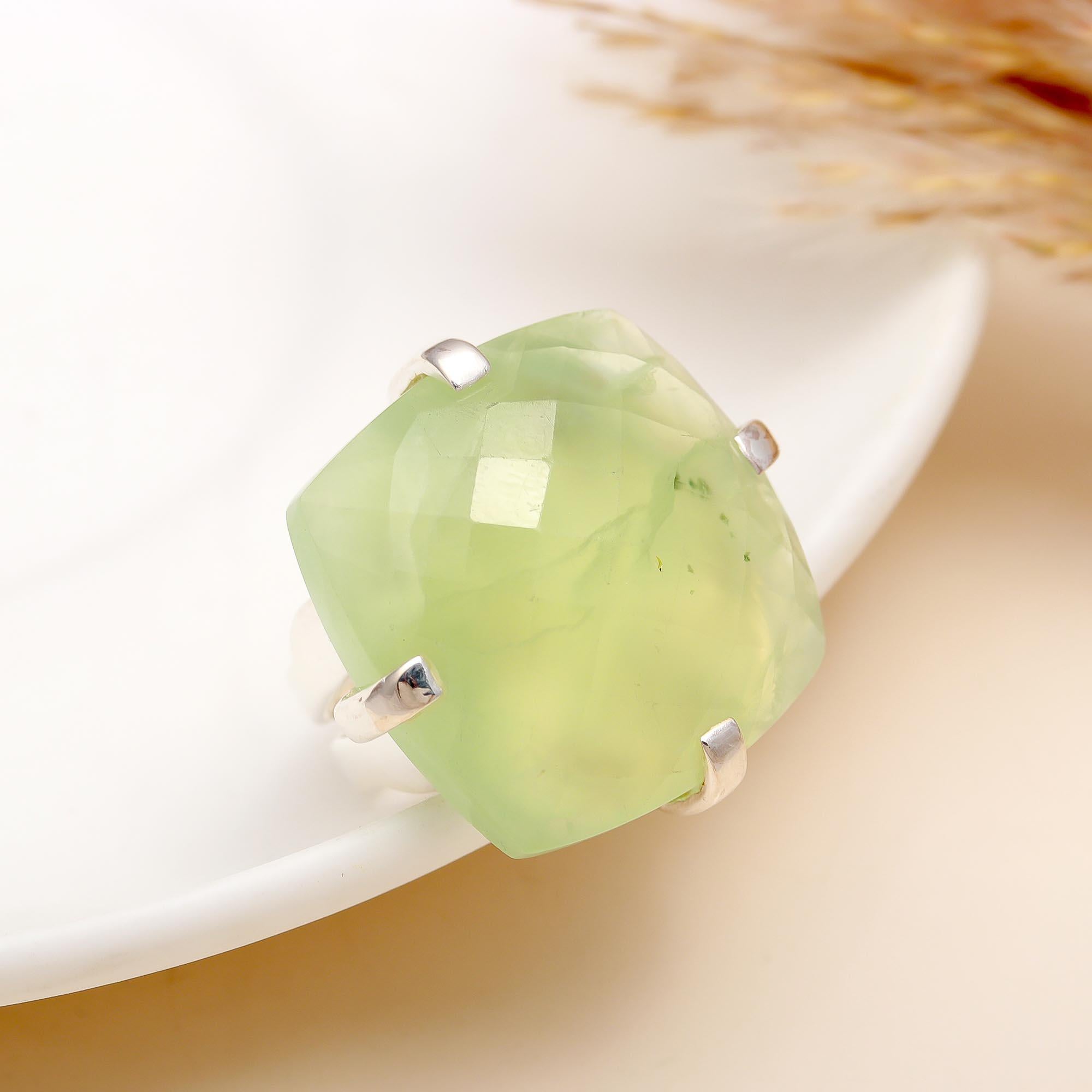 925 Silver Green Chalcedony Ring